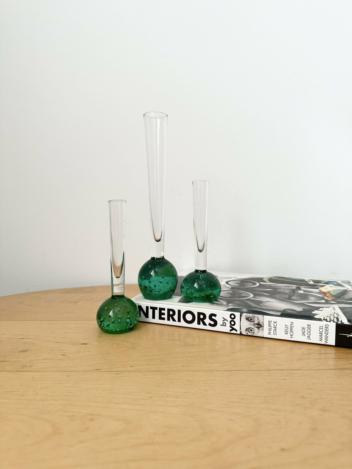 Vintage Glass Vases, Set Of 3 Single Flower Vases, Slim Neck Vases photo vintage