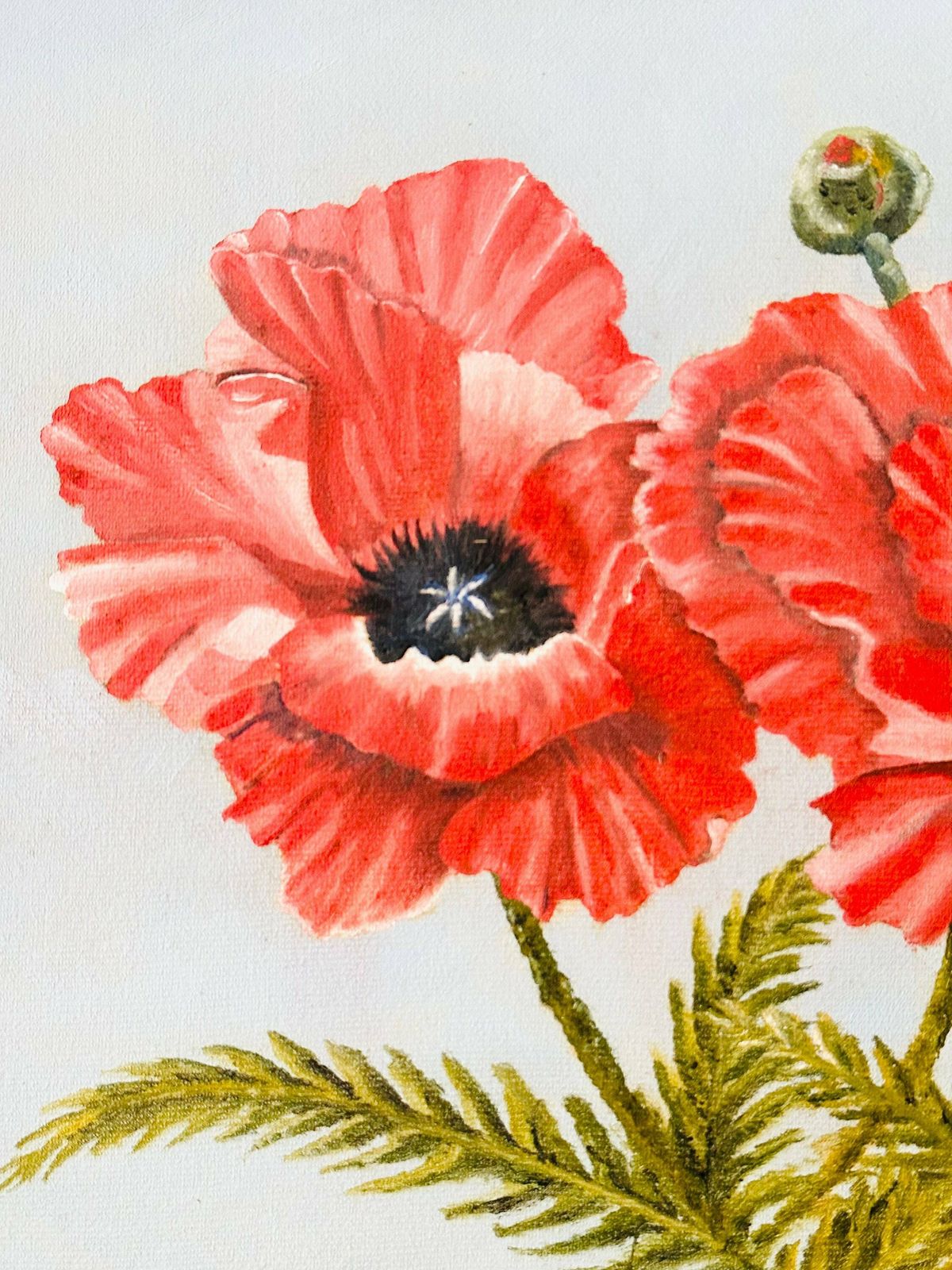 photo furniture Framed Oil Painting On Canvas Board, Red Poppies Painting, Still Life, Floral Painting