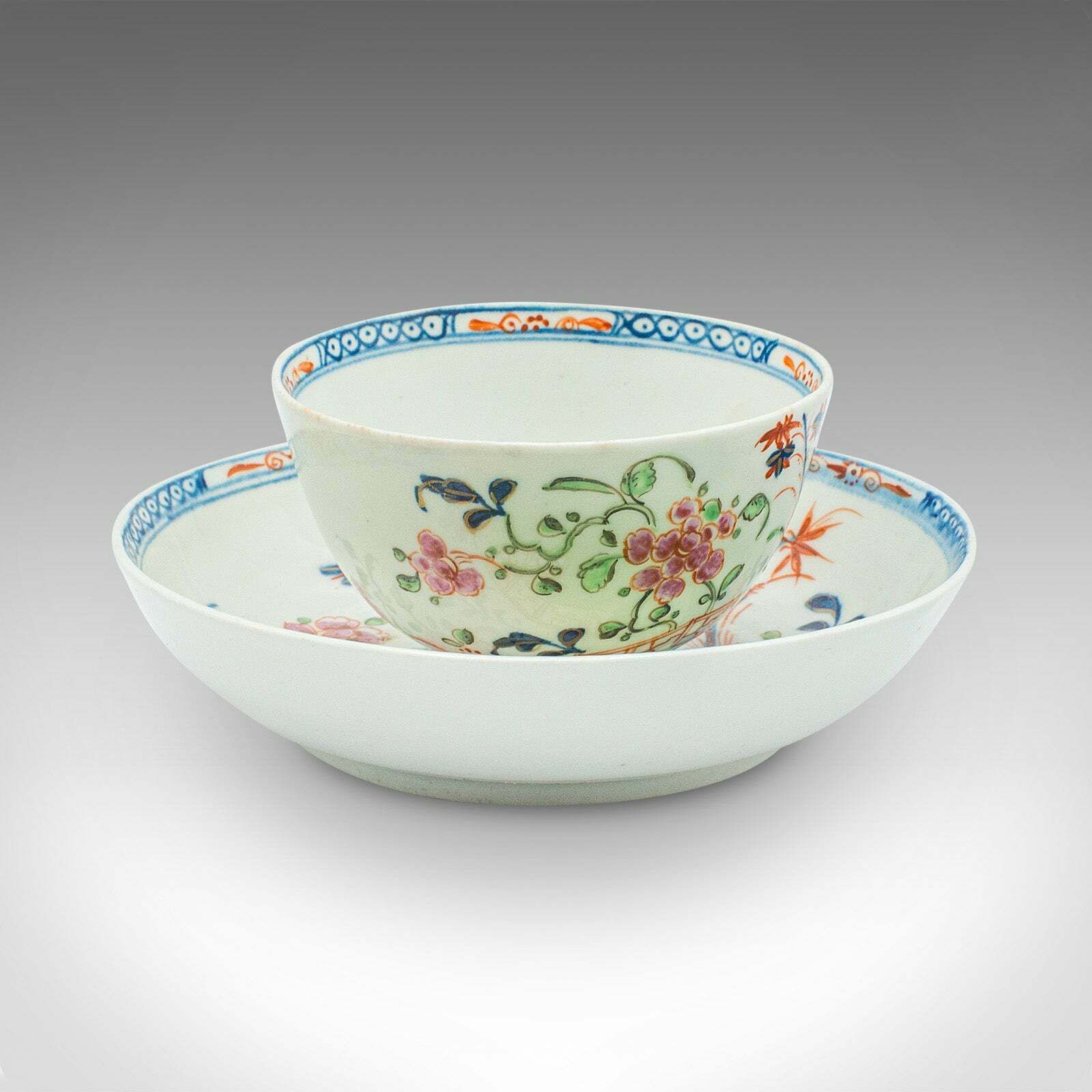 Antique Trio Of Small Oriental Teacups, Chinese Ceramic, Famille Rose, Victorian photo Home Decor