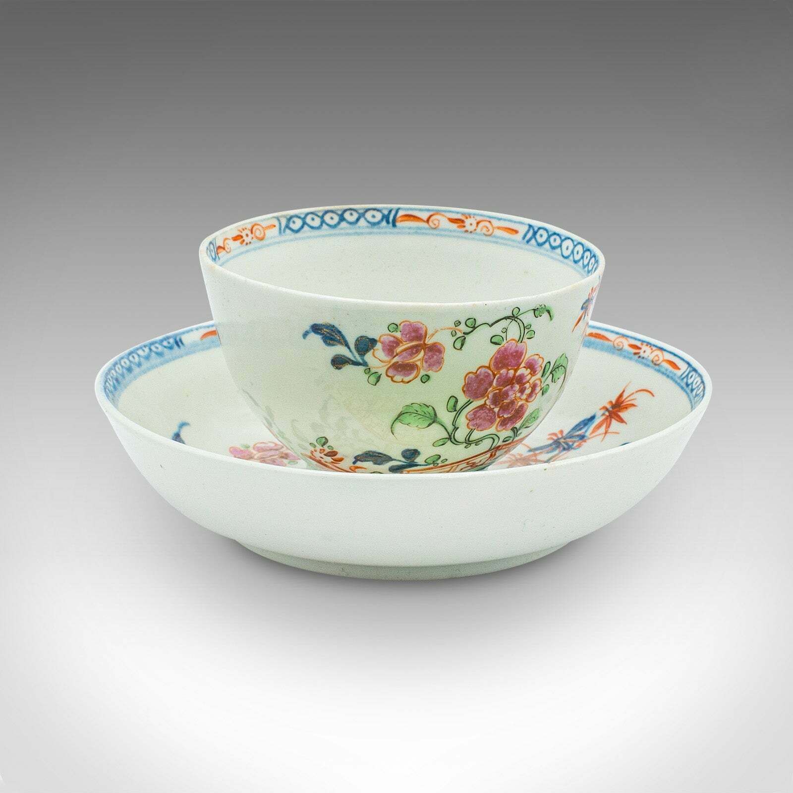 Antique Trio Of Small Oriental Teacups, Chinese Ceramic, Famille Rose, Victorian photo 395.0