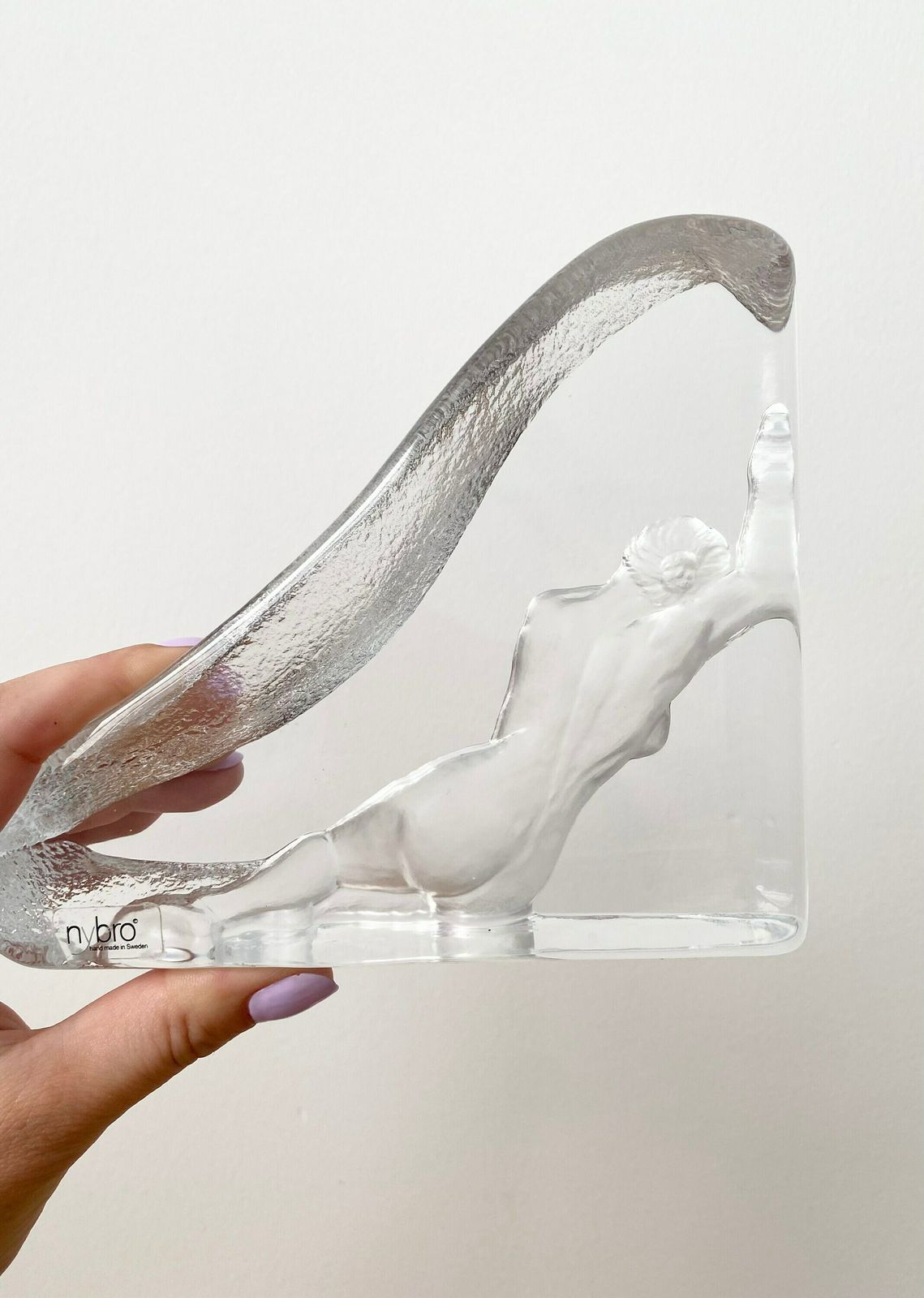 Large Nybro Glasbruk Glass Paperweight, Nude Woman, Scandinavian Glass, Christmas Table Decor, Made In Sweden photo 90.0