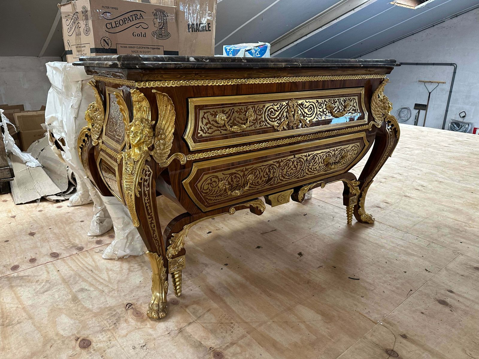 Rare, French Baroque, Bronze Mounted Chest Of Drawers, Linke Style (Pair Available) photo for sale