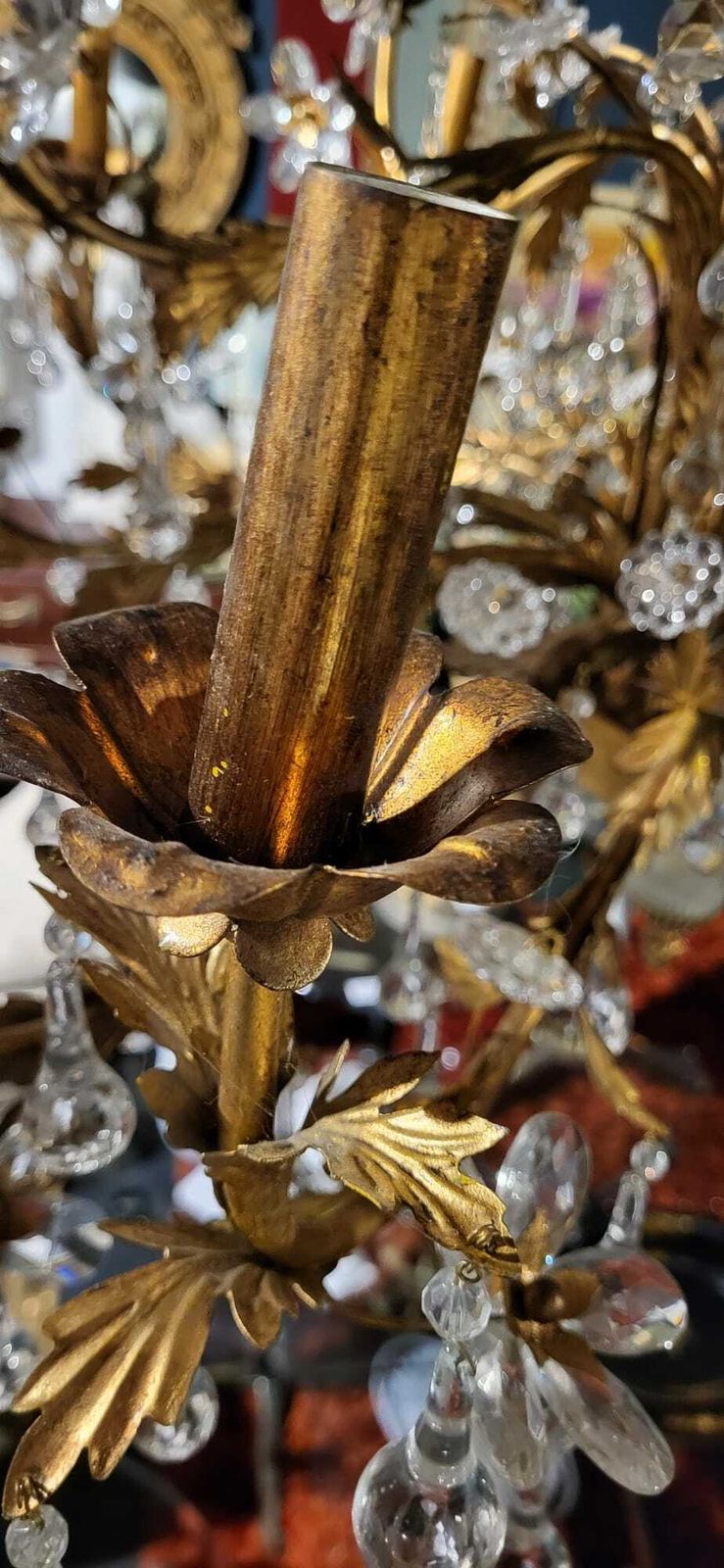 Stunning, Italian, 1930’s Gilt Metal, Murano Crystal Chandelier photo 2995.0