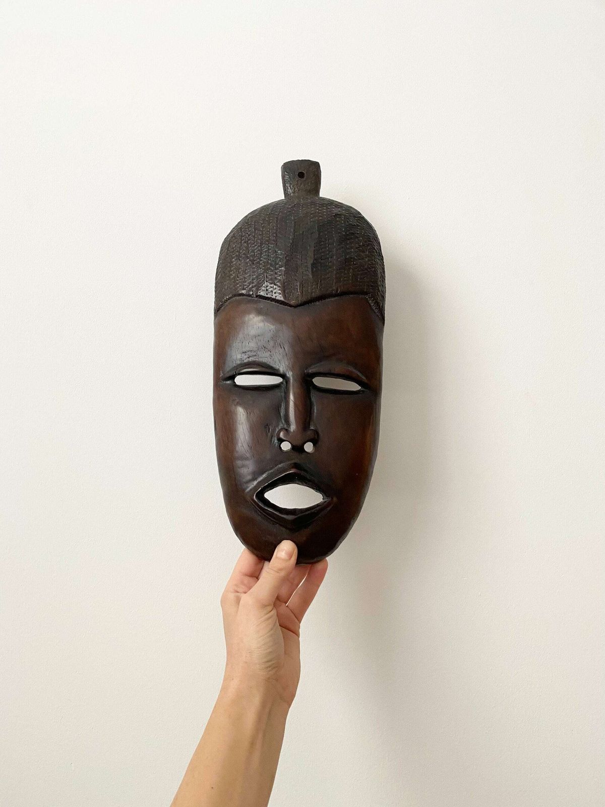 Vintage African Wood Carving Of Man’s Head Wall Plaque, Wall Hanging, African Wood Mask, Tribal Art