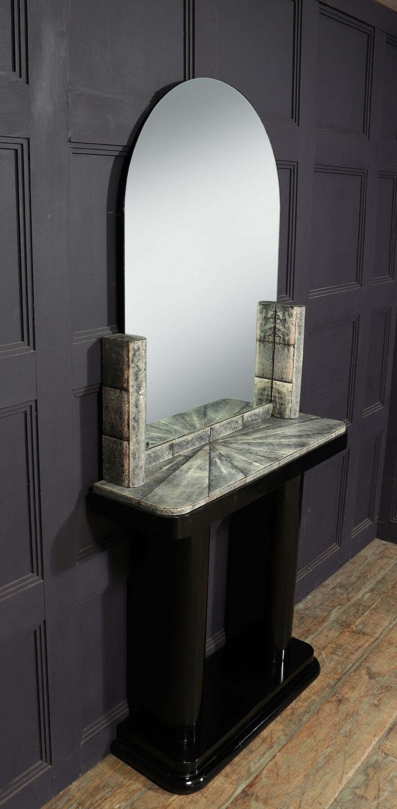 Furniture Art Deco Console And Mirror With Shagreen photo
