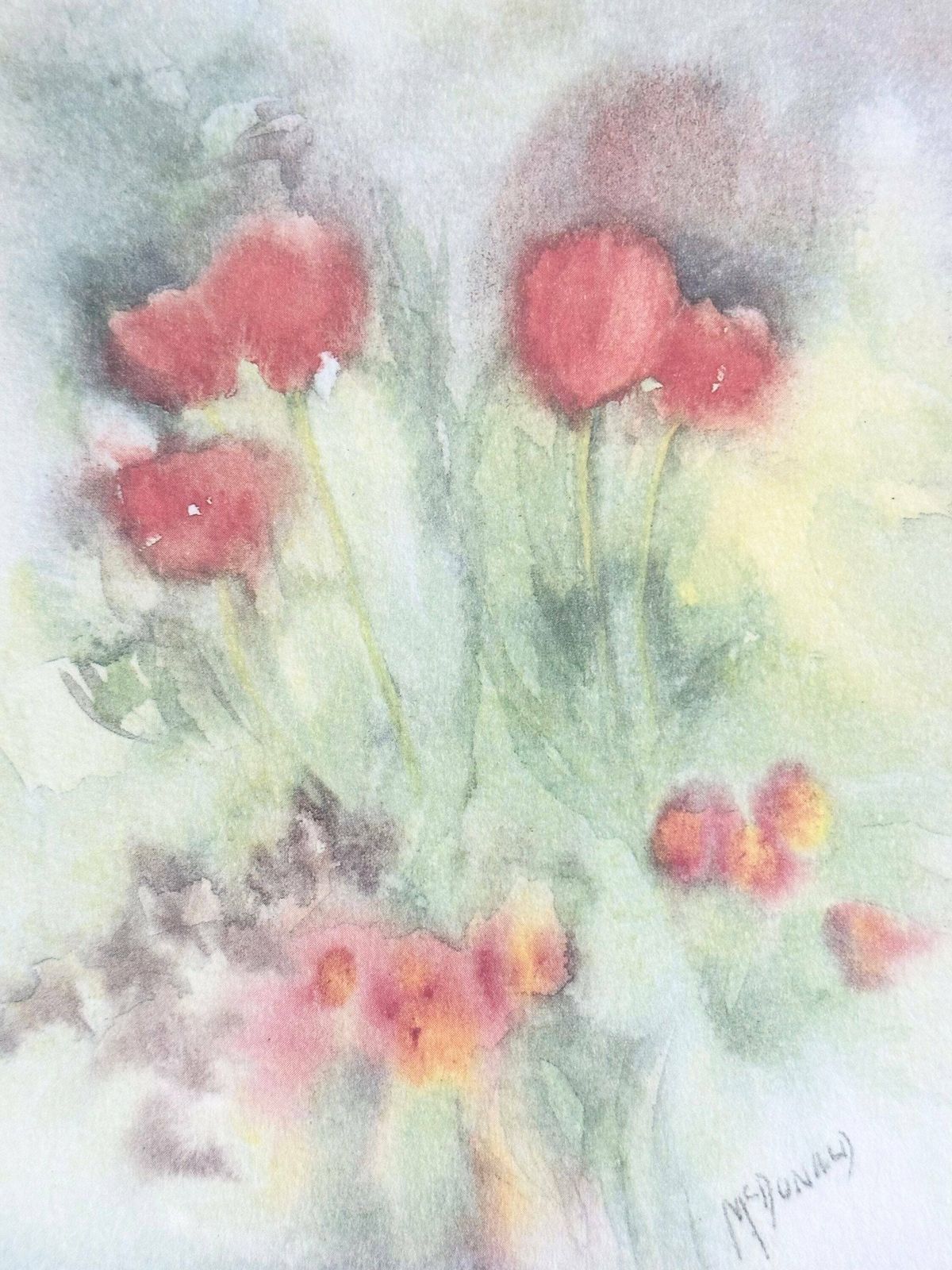 Framed Abstract Floral Print, Gillian Mcdonald Limited Edition Tulips Print photo furniture