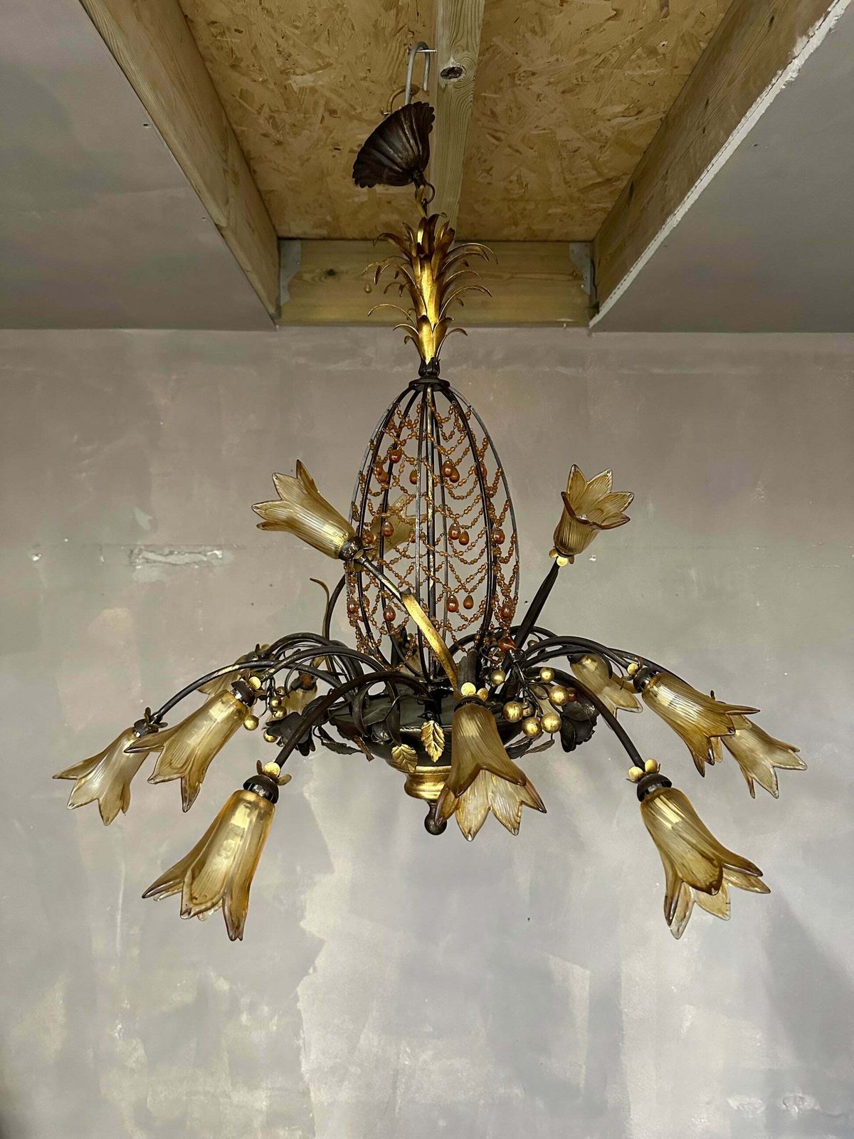 Very Rare, Italian 1979’s Murano “Pineapple” Chandelier