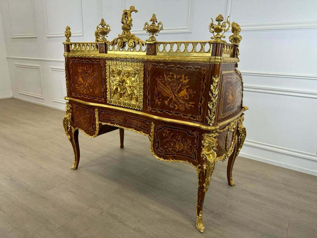 Fantastic, Linke Inspired, French Antique Bureau With Bronze Decoration photo Furniture