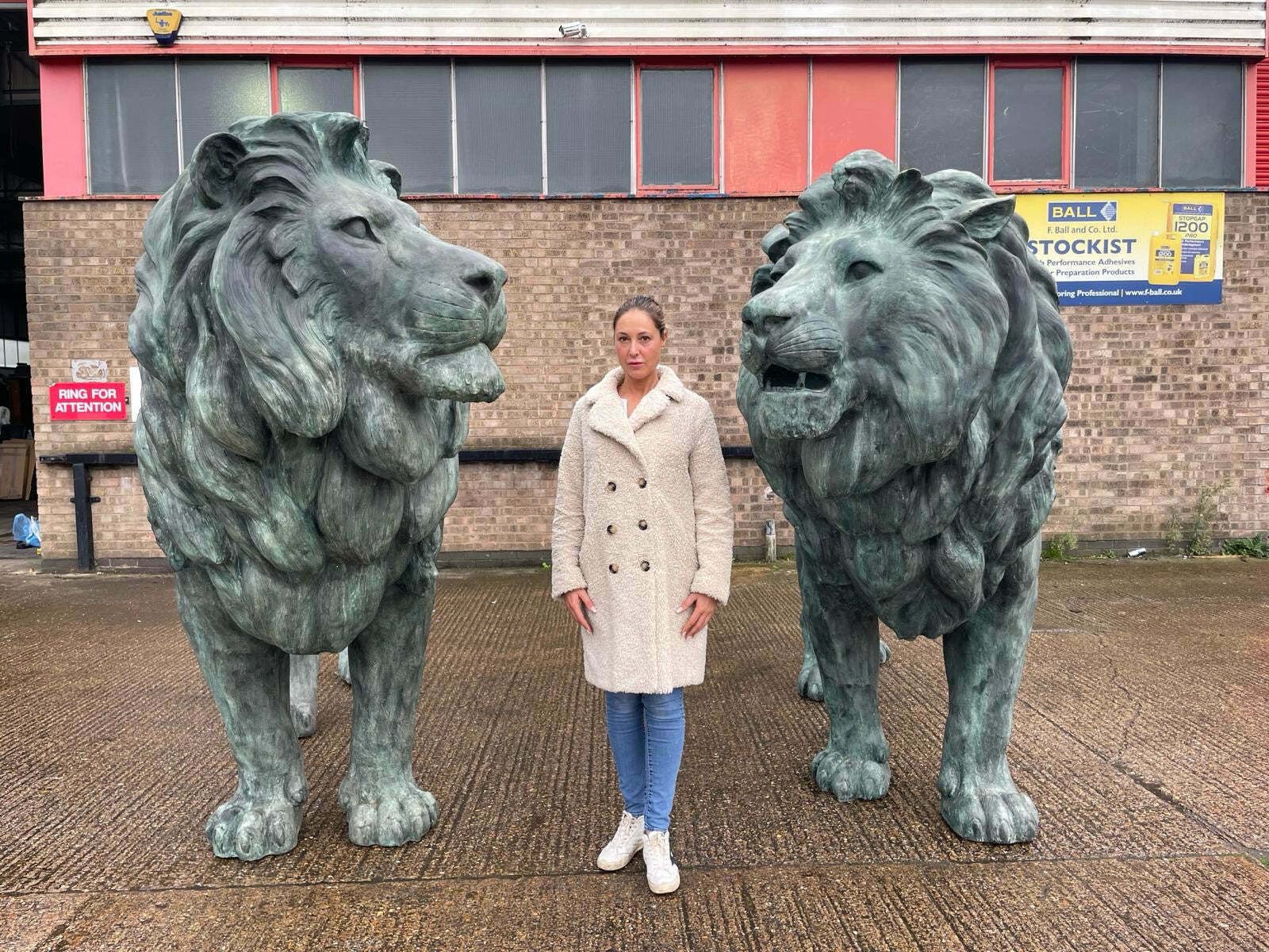 Huge, Pair Of Antique Bronze Lions From Italy photo furniture