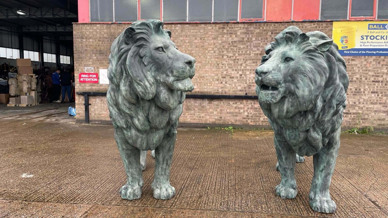 Art Huge, Pair Of Antique Bronze Lions From Italy photo