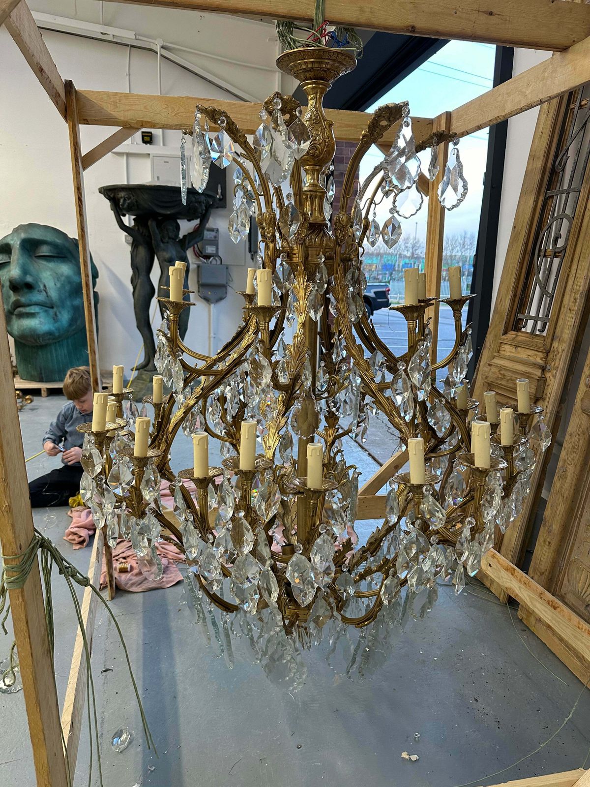 A Stunning, Matching Pair Of Huge Baroque French Antique Chandeliers From Bordeaux photo furniture