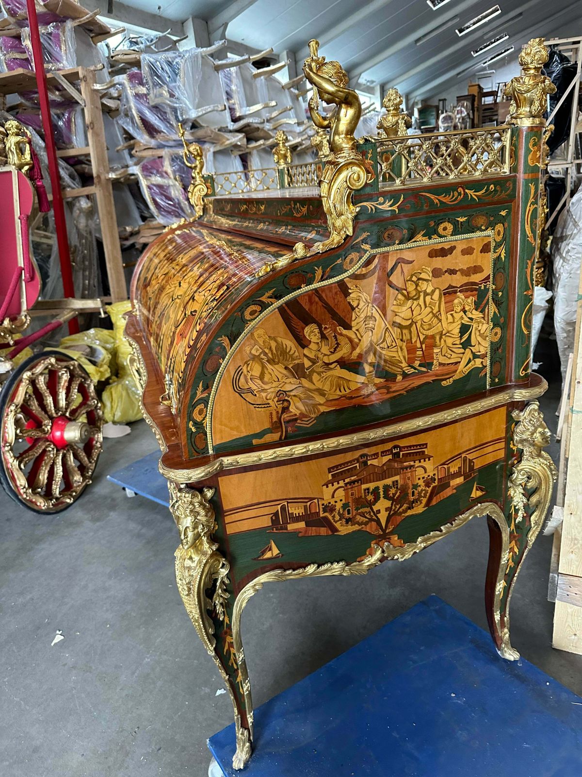 Beautiful, French Inlaid Bureau Desk, With Roman Scene photo 7995.0