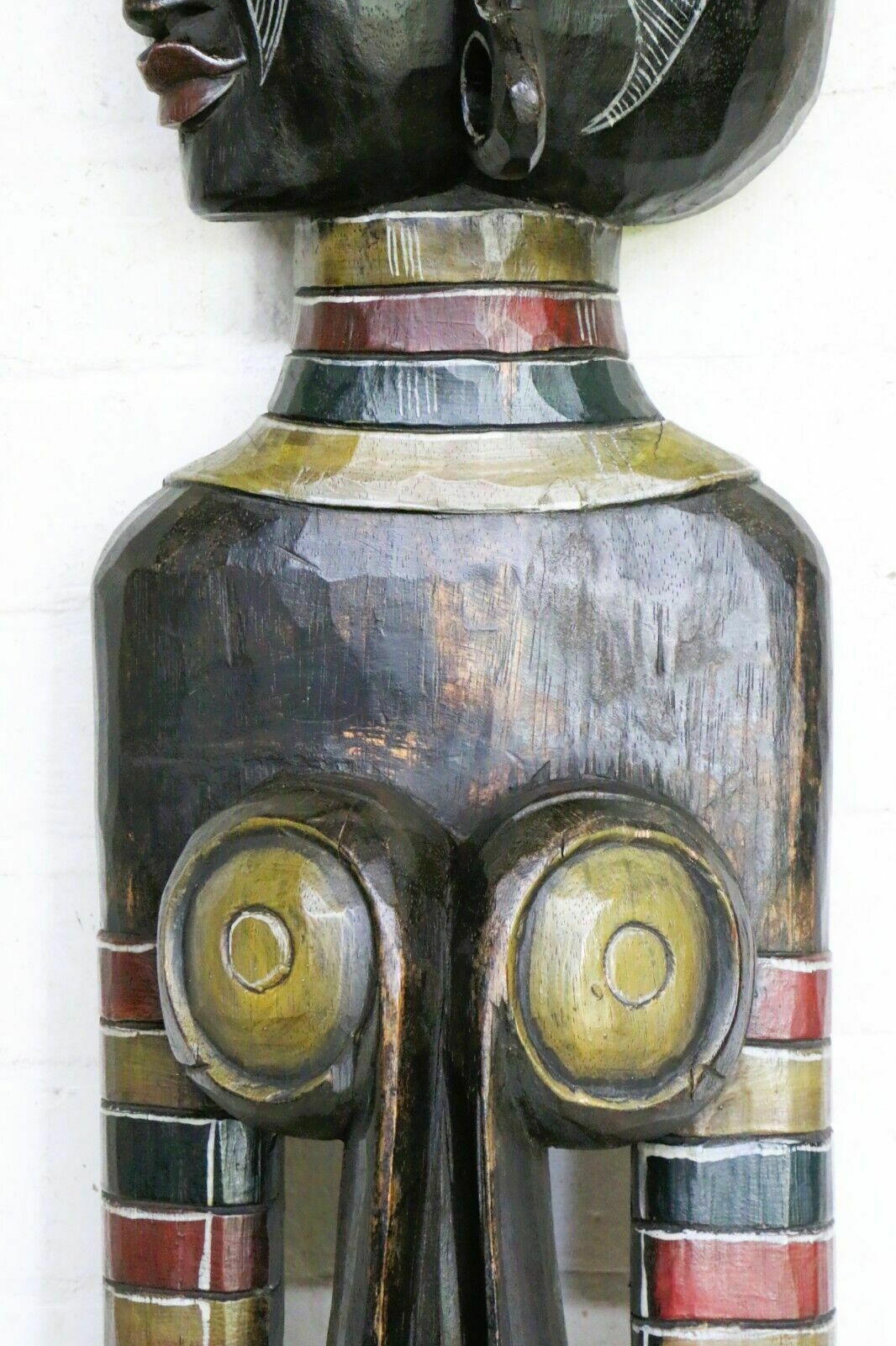 Large Vintage African Carved Female Figure Flat Backed Wall Hanging Mid 20th C. photo Art