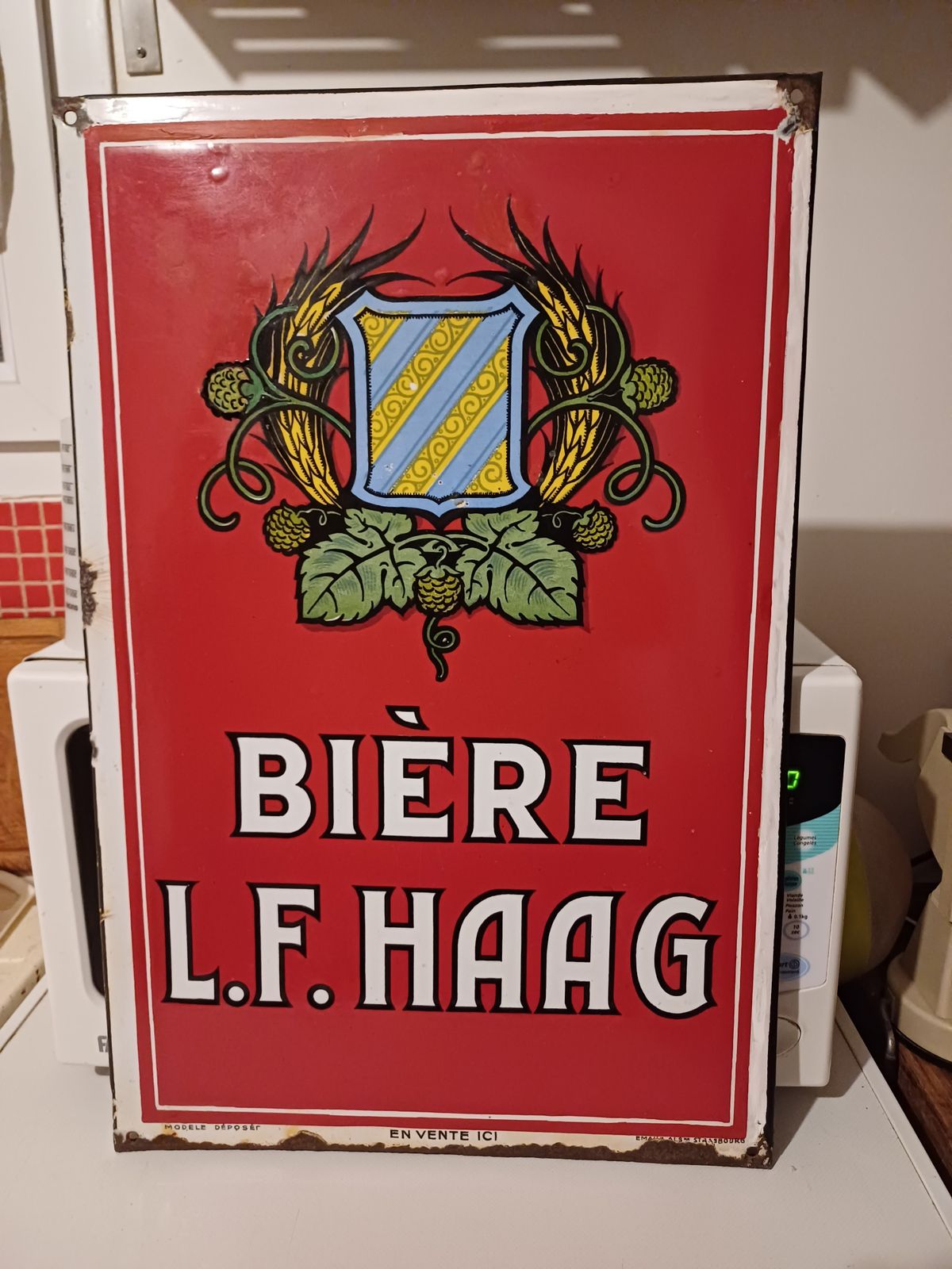 Enameled Sign Beer L. F. Haag, 1930s