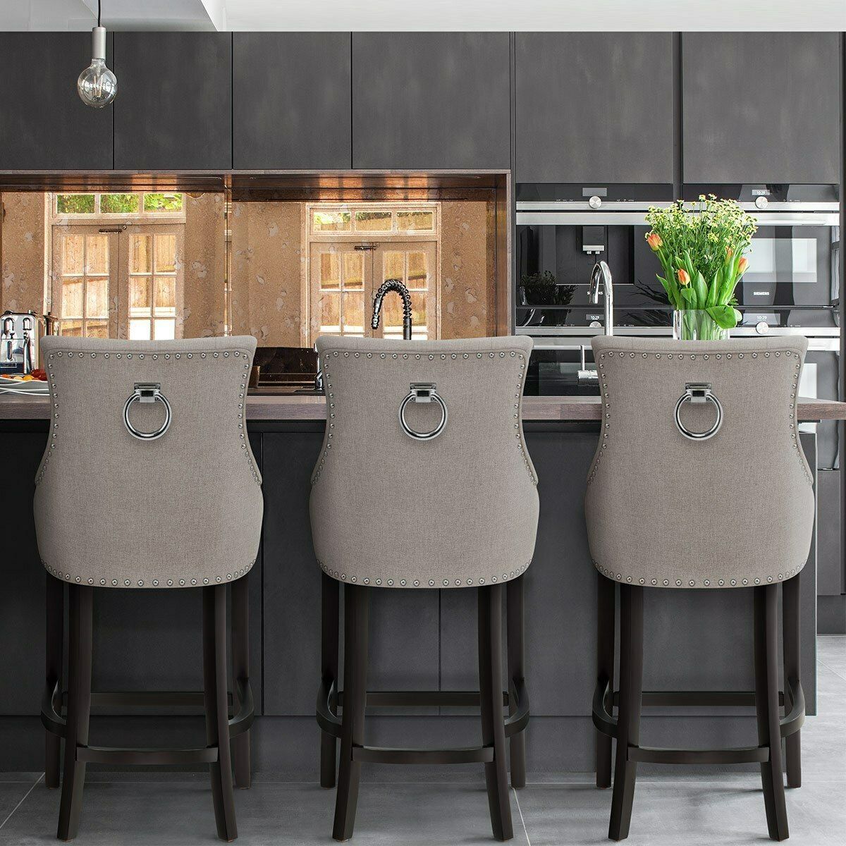 Bar Stool Tweed Fabric X 3 photo vintage