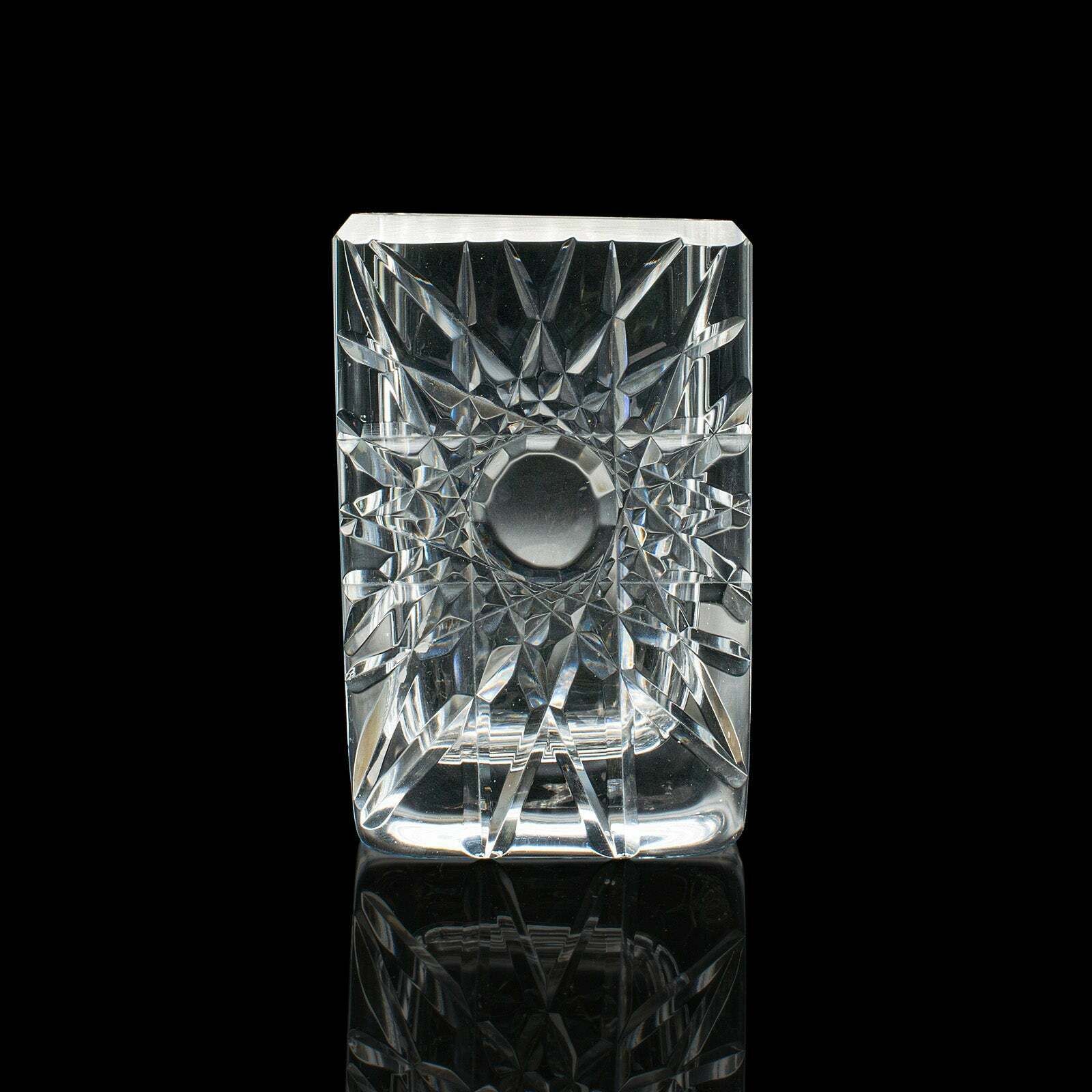 Vintage Posy Sleeve, Swedish, Cut Glass Flower Vase, Edenfalk, Skruf, Circa 1970 photo furniture
