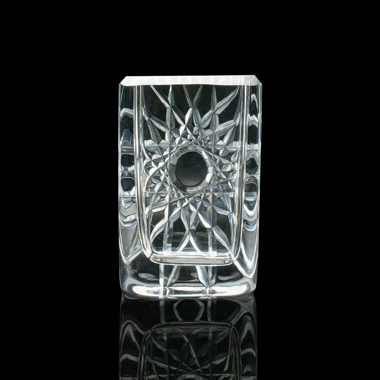 Vintage Posy Sleeve, Swedish, Cut Glass Flower Vase, Edenfalk, Skruf, Circa 1970 photo for sale