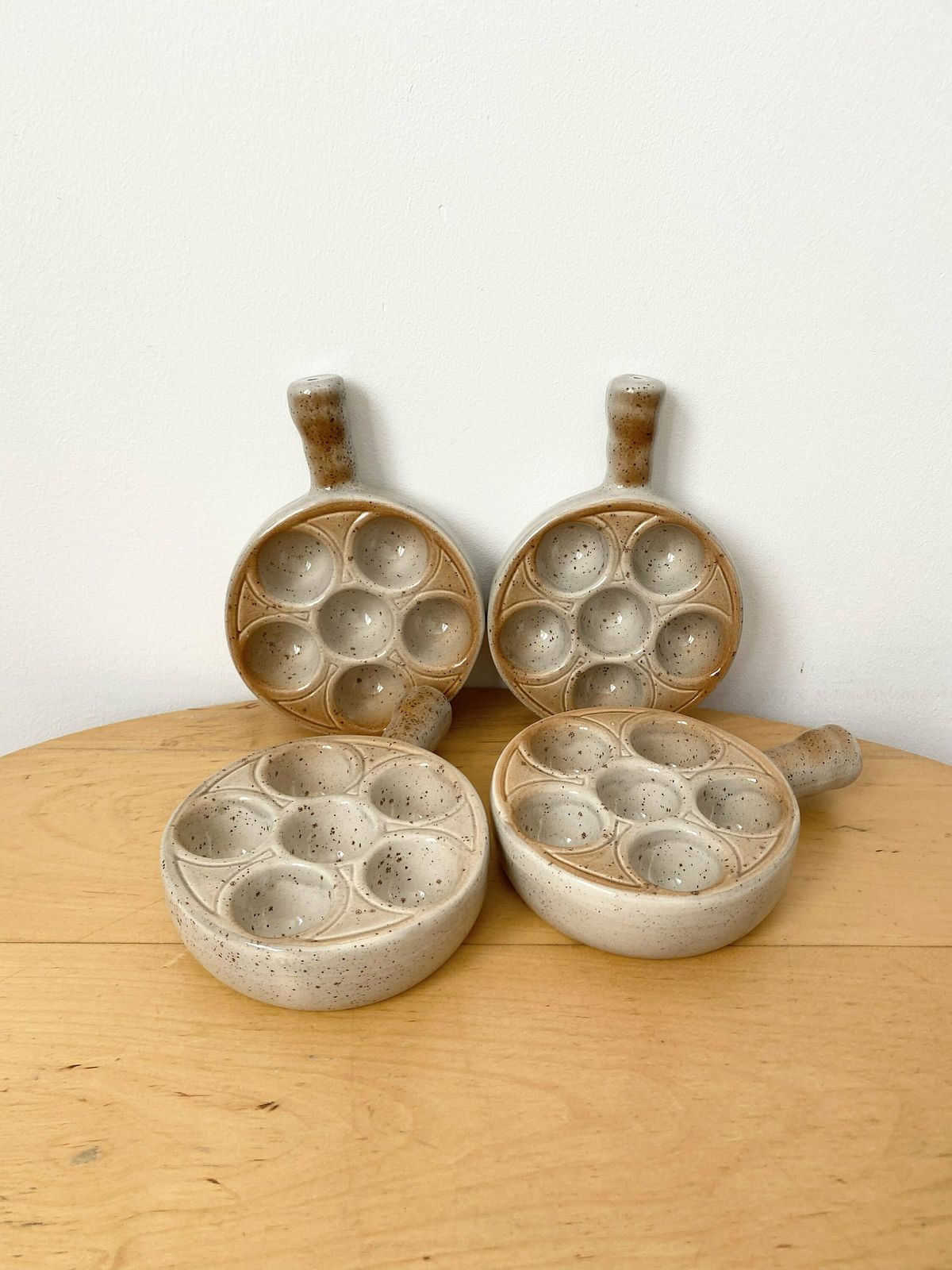 Emilie Henry French Escargot Baking And Serving Dish, Crème Brûlée Coloured Set Of 4 Snails Plate, French Ceramics photo furniture