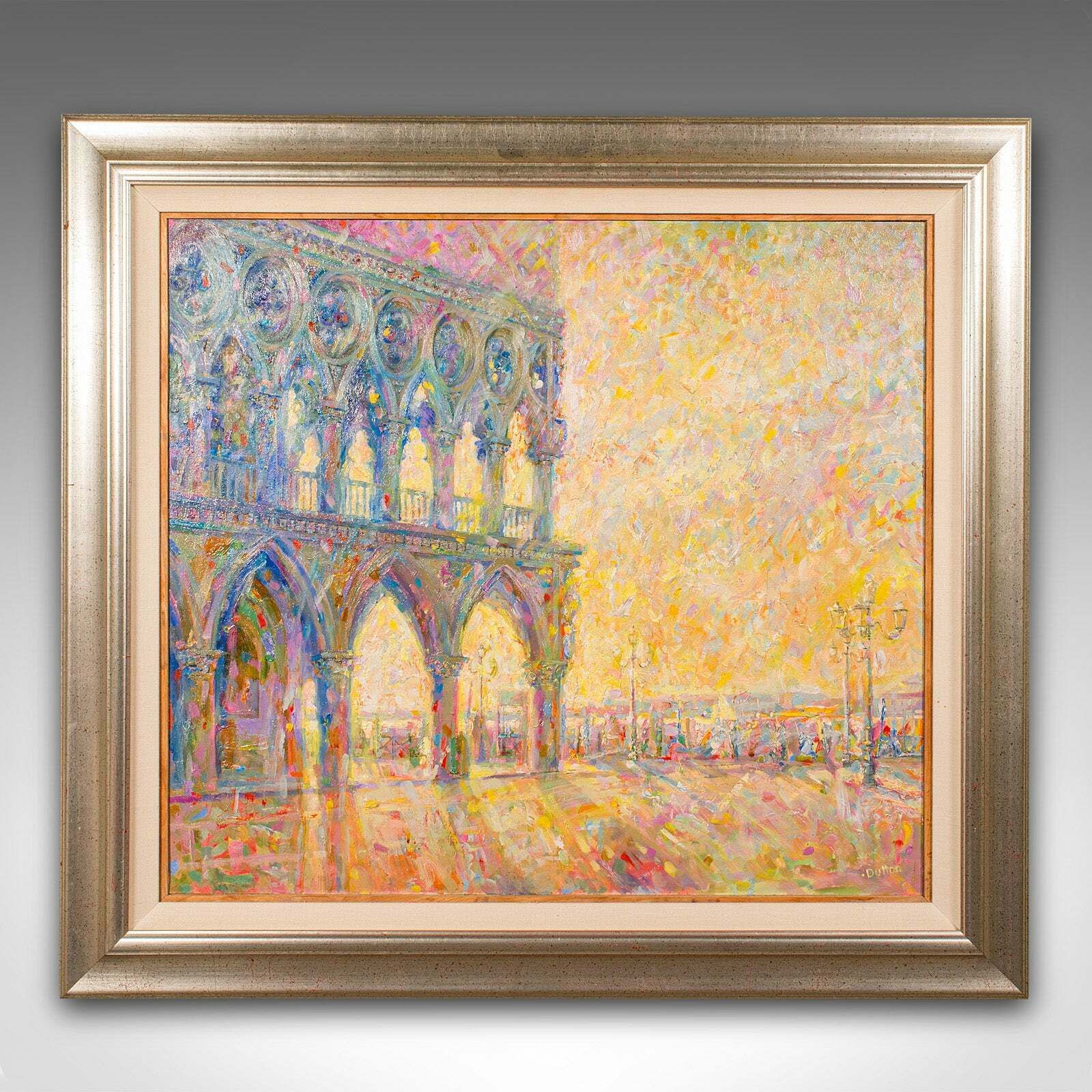 Contemporary Venetian Painting, English, Oil On Canvas, Venice Sunlight, Signed photo furniture