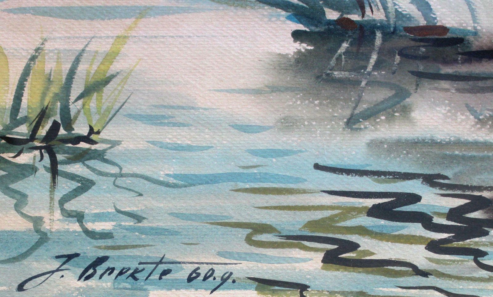 Janis Brekte River. 1960, Watercolor On Paper, photo furniture