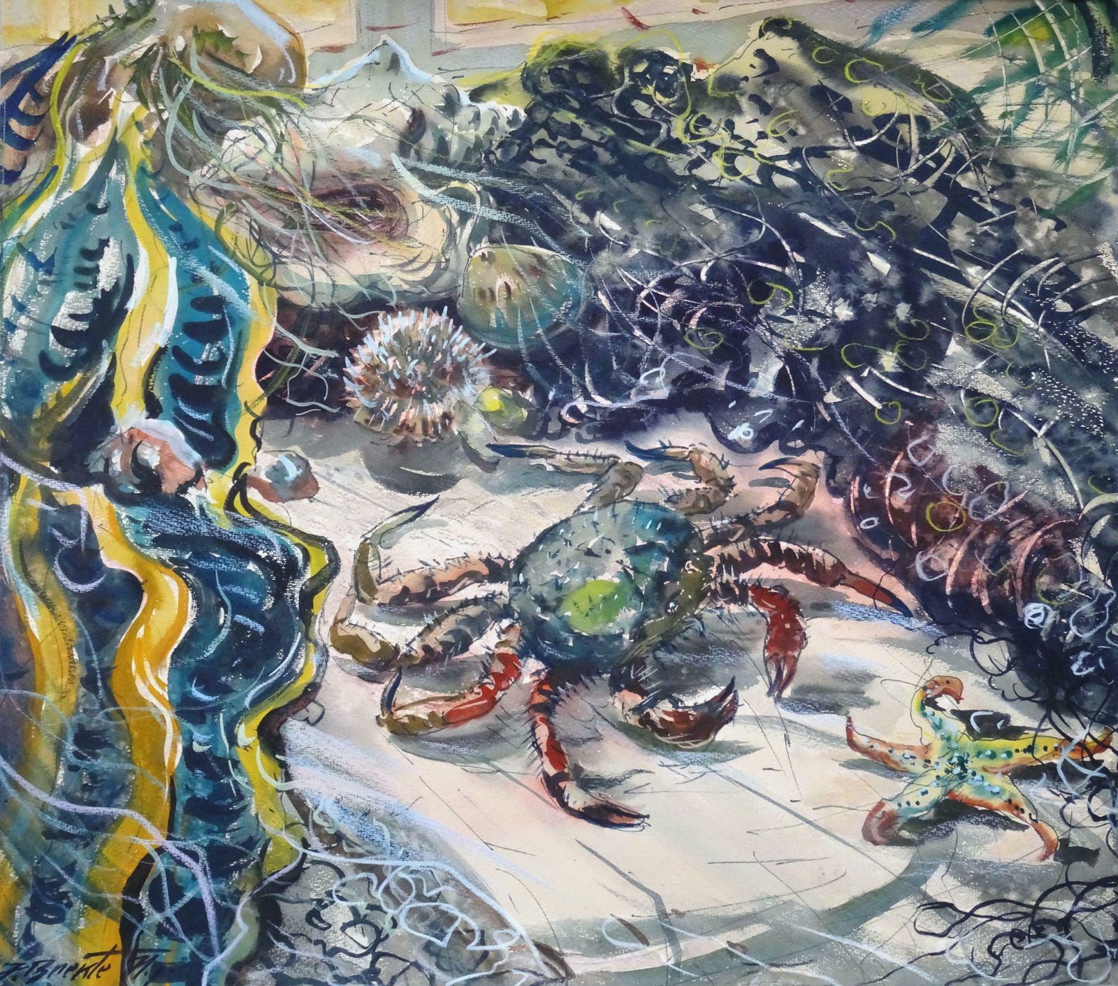 Janis Brekte Crab. 1971, Watercolor On Paper photo furniture