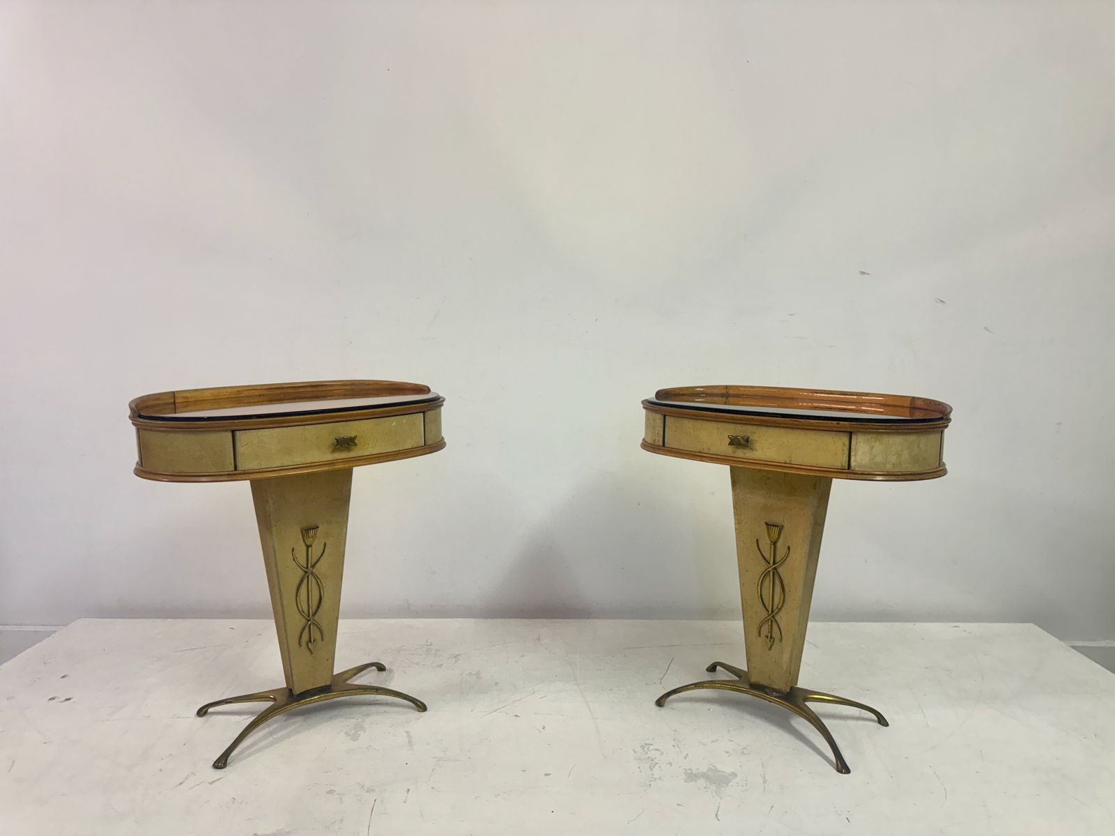 Pair Of 1950s Italian Parchment Bedside Tables Or Nightstands photo 2895.0