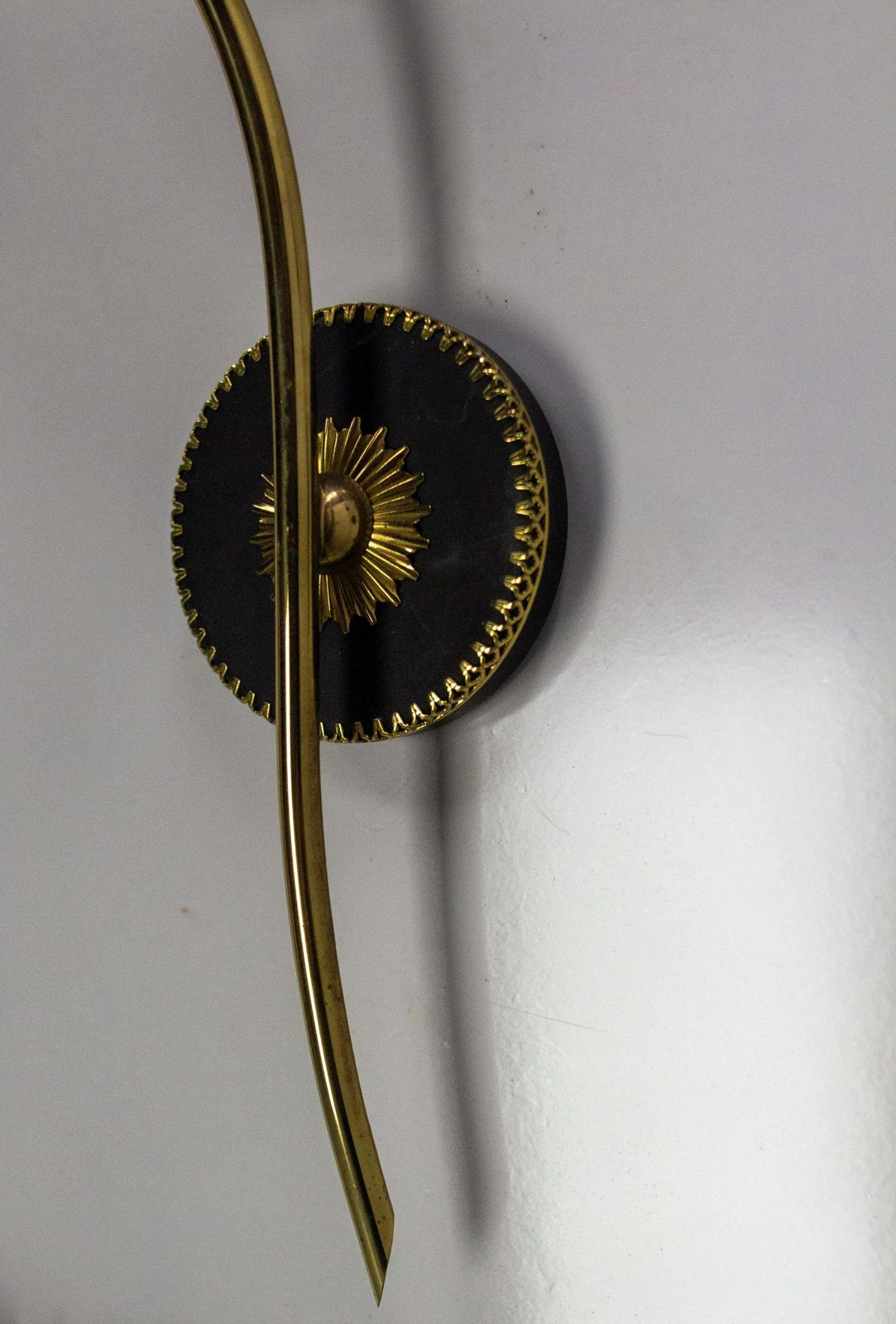 photo furniture Pair Of Sconces Frozen Glass Black & Golden Chrome Circa 1960 Arlus Style France