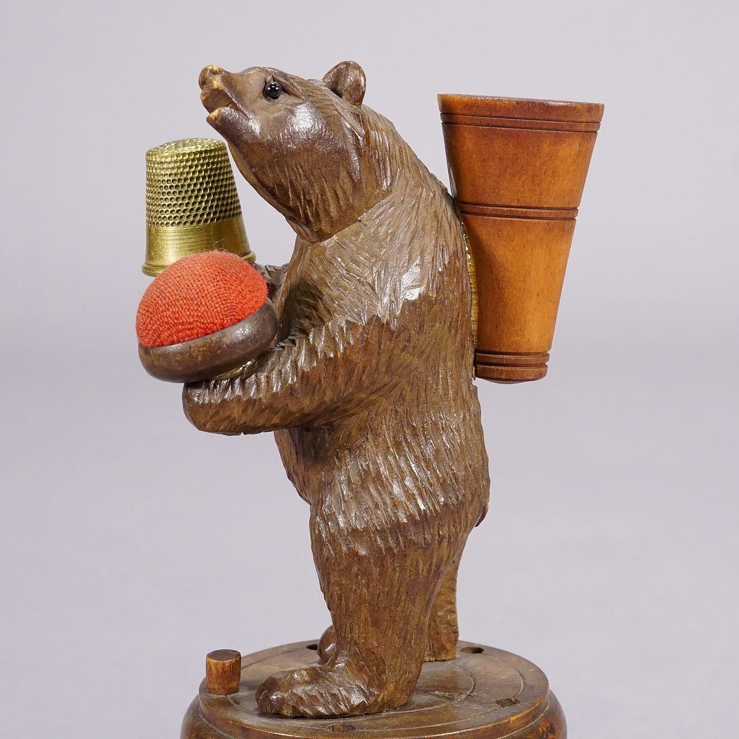 A Lovely Carved Black Forest Bear For Sewing Utensils, Pierre Michel, Brienz photo furniture
