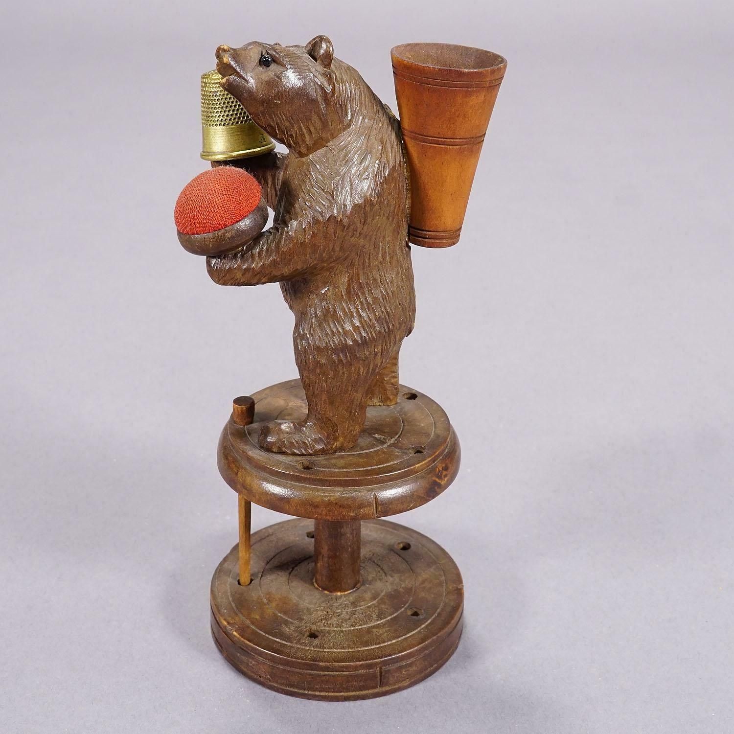 A Lovely Carved Black Forest Bear For Sewing Utensils, Pierre Michel, Brienz photo Home Decor