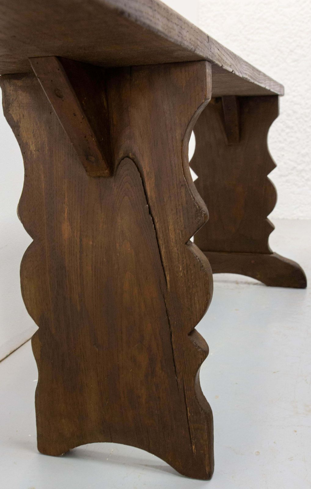 Pair Of French Antique Benches Massive Chestnut, Circa 1900 photo vinterior