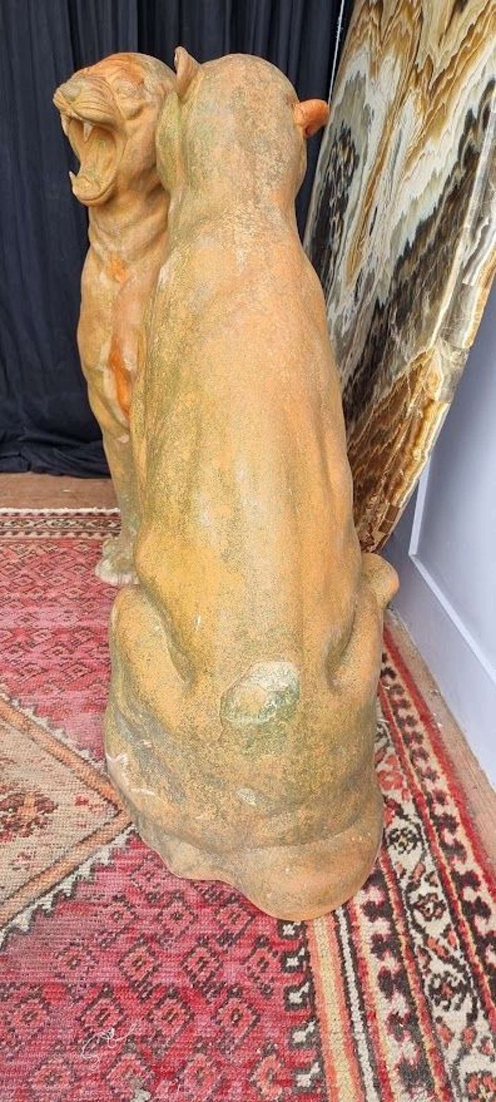 A Pair Of Mid 20th Century Italian Terracotta Garden Panthers photo buy