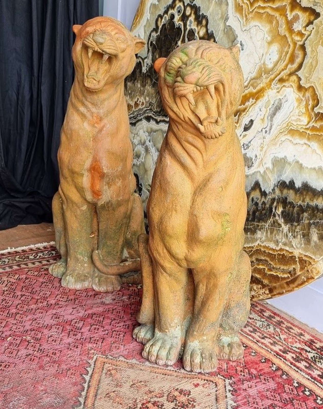 A Pair Of Mid 20th Century Italian Terracotta Garden Panthers
