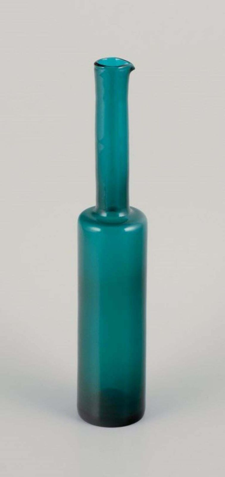 Nanny Still For Riihimäen Lasi, Finland. Vase/Bottle In Turquoise Art Glass photo furniture