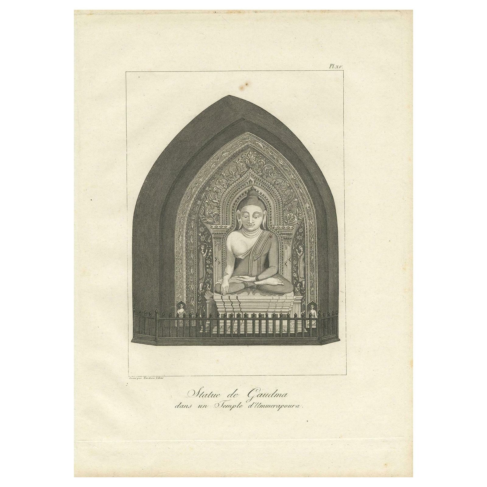 Antique Print Of A Burman Buddha By Symes '1800'