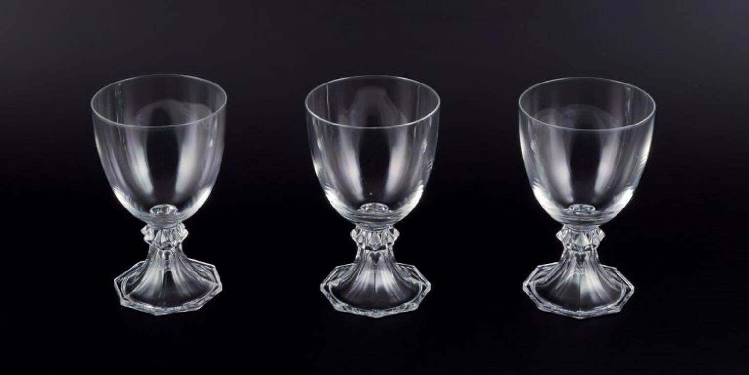 Val St. Lambert, Belgium. Set Of Three Red Wine Glasses In Crystal Glass. photo furniture