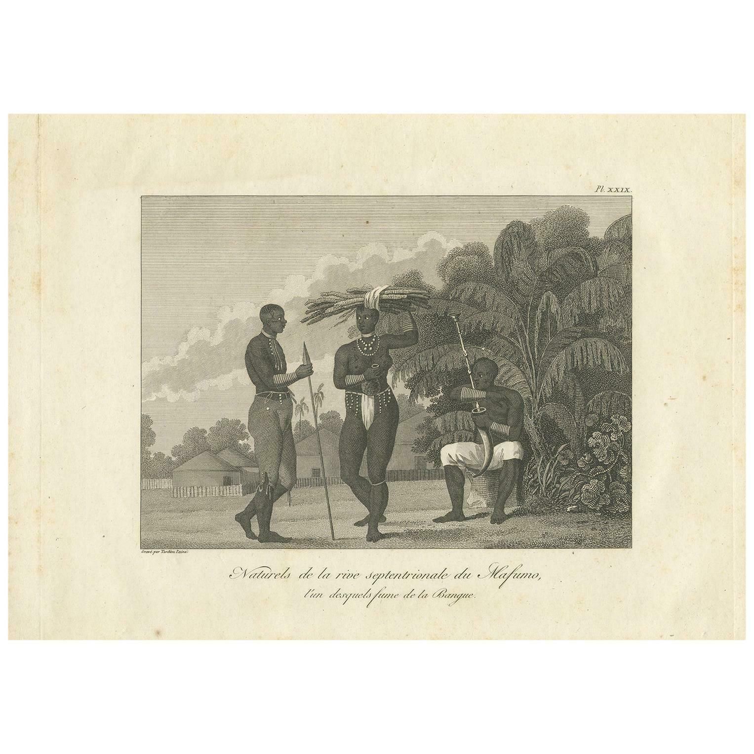 Antique Print Of Inhabitants Of The Region Of Mafumo River By Symes (1800)