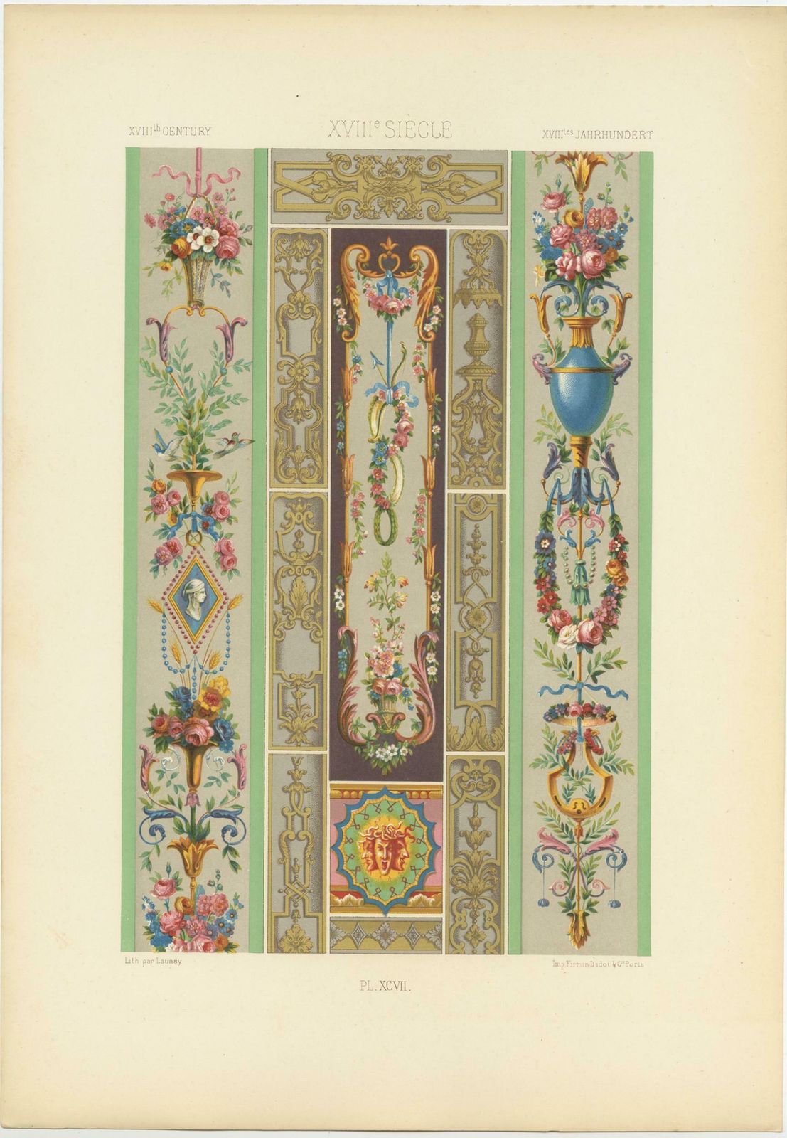 Pl. 97 Antique Print Of 18th Century Ornaments By Racinet, 'Circa 1890' photo furniture