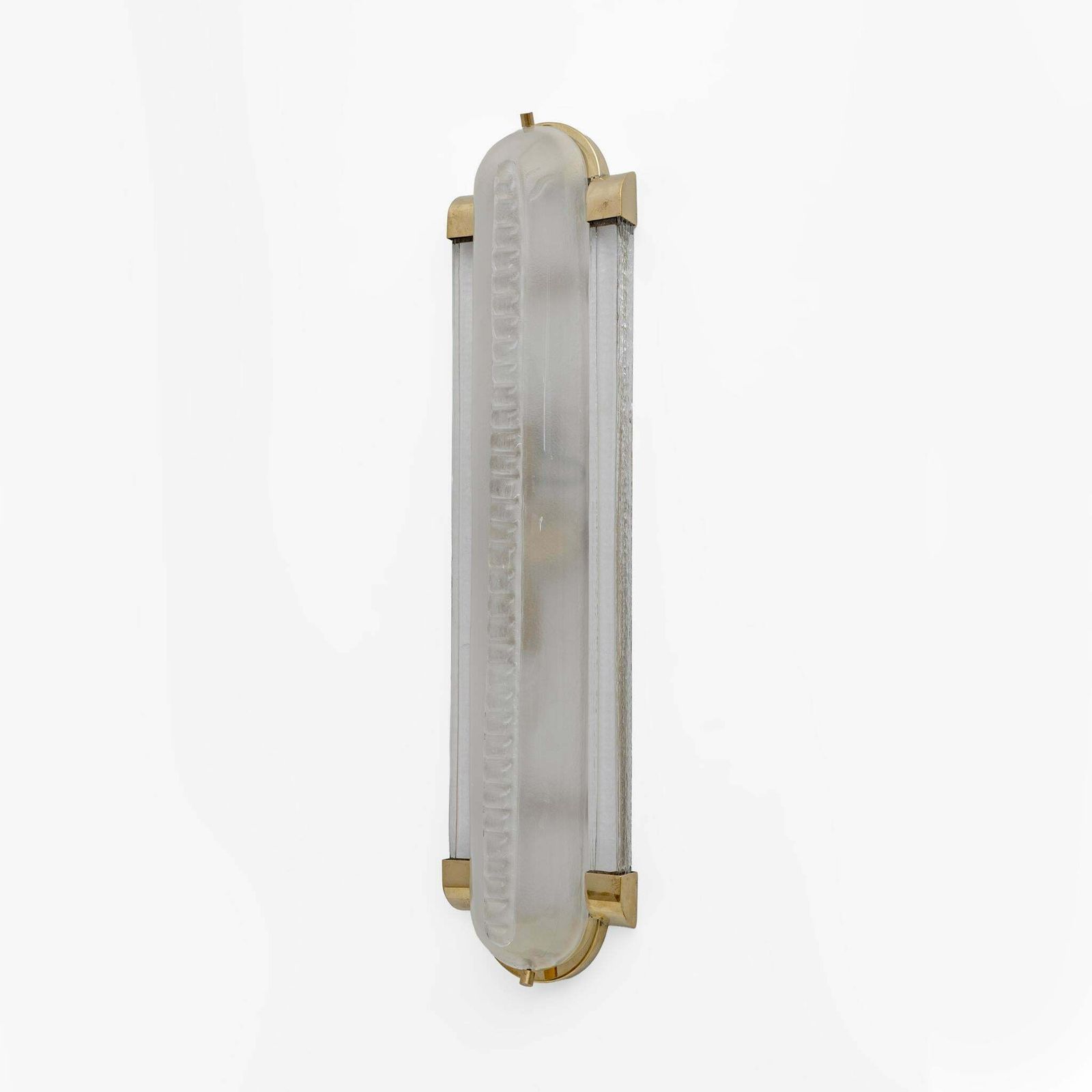 Pair Of Big Art Dèco Style Brass And Frosted Murano Glass Sconces photo for sale
