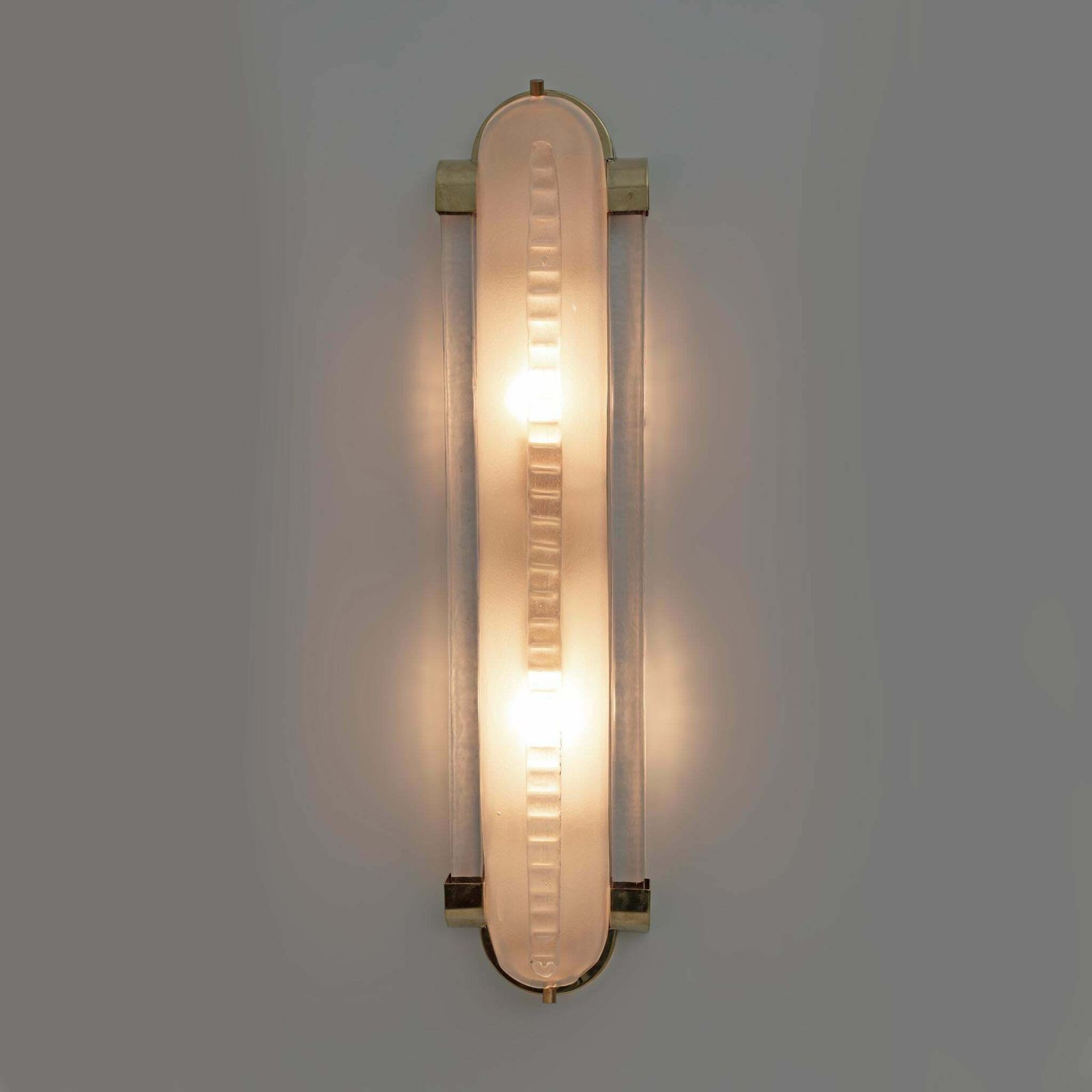 Pair Of Big Art Dèco Style Brass And Frosted Murano Glass Sconces photo 3017.0