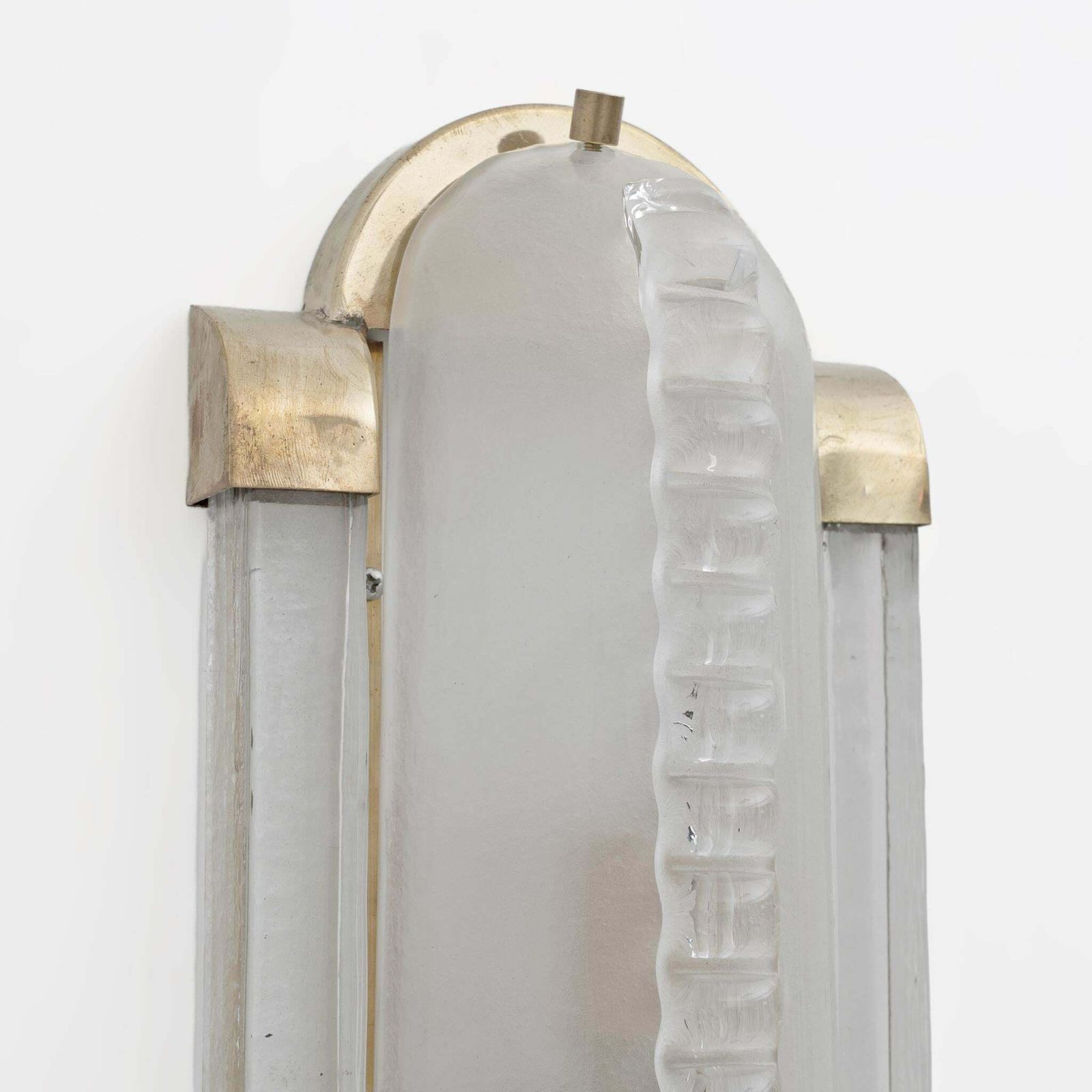 Pair Of Big Art Dèco Style Brass And Frosted Murano Glass Sconces photo buy
