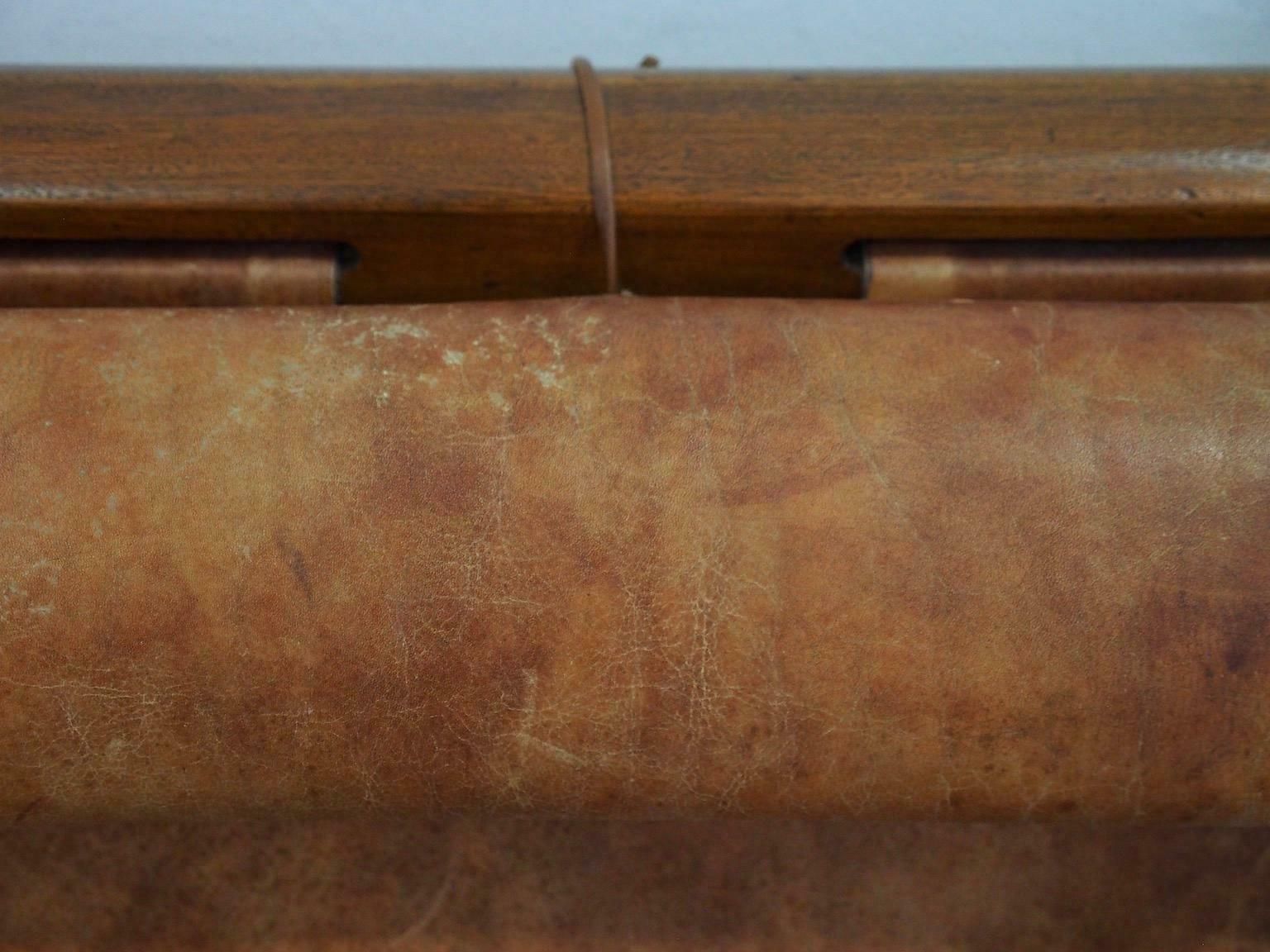 4248.0 20th Century Brazilian Brown Leather And Hardwood Sofa photo