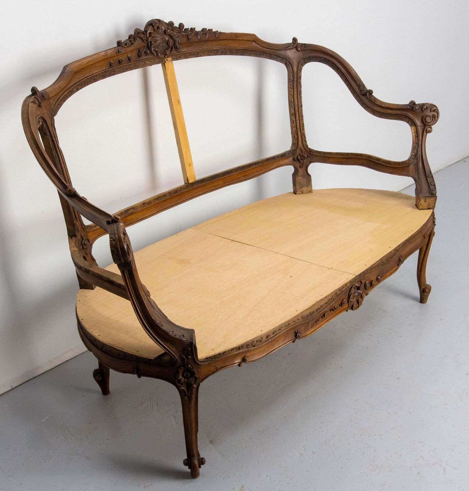 Louis XV Roccoco Revival Walnut Open Sofa To Cane Or Upholster French, 19th C photo for sale