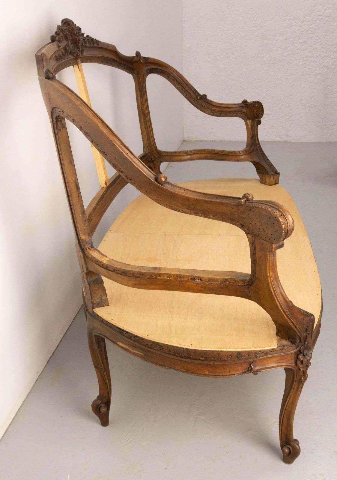 Louis XV Roccoco Revival Walnut Open Sofa To Cane Or Upholster French, 19th C photo Furniture