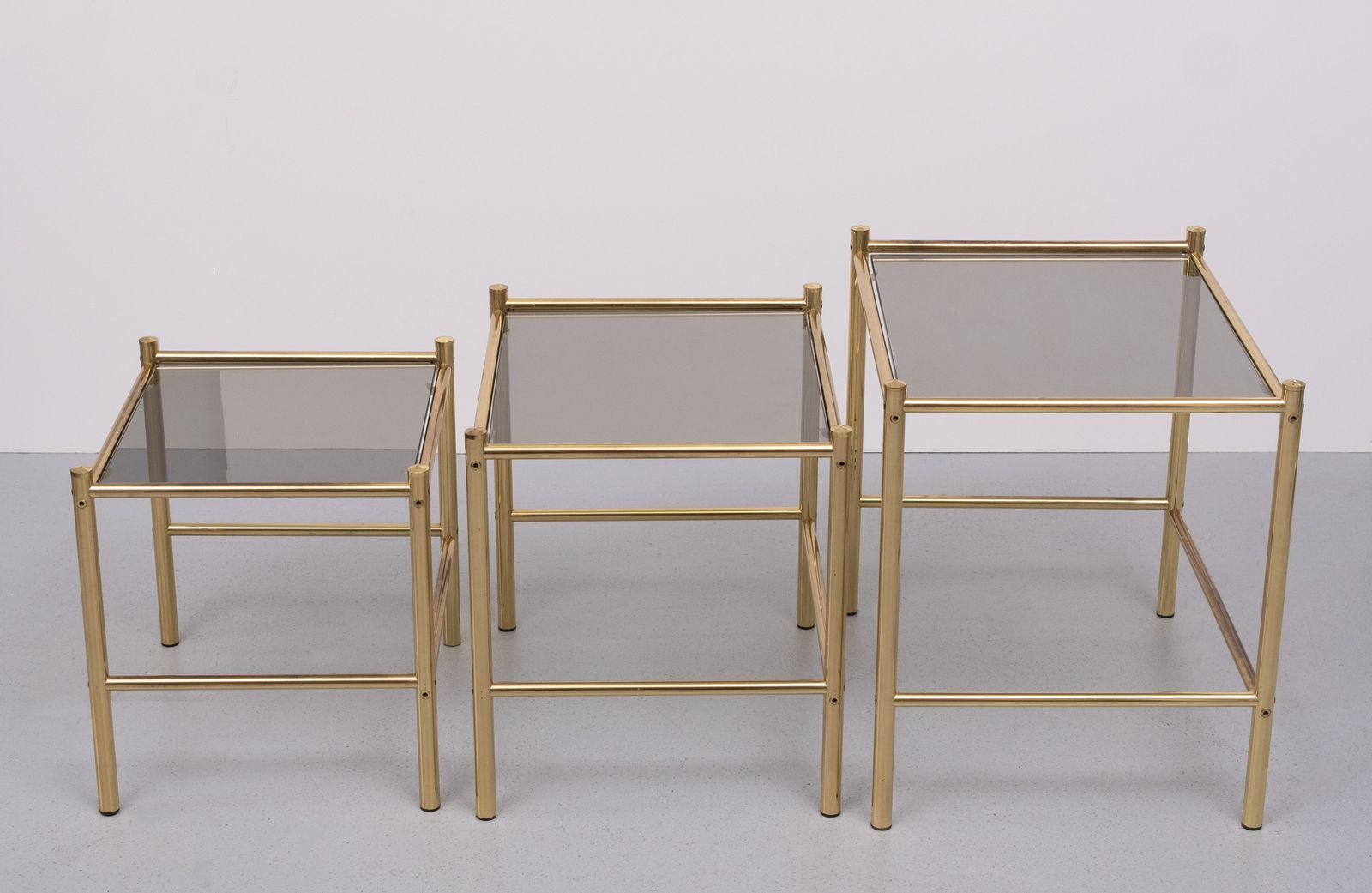 Brass Nesting Tables Hollywood Regency 1970s France photo vintage