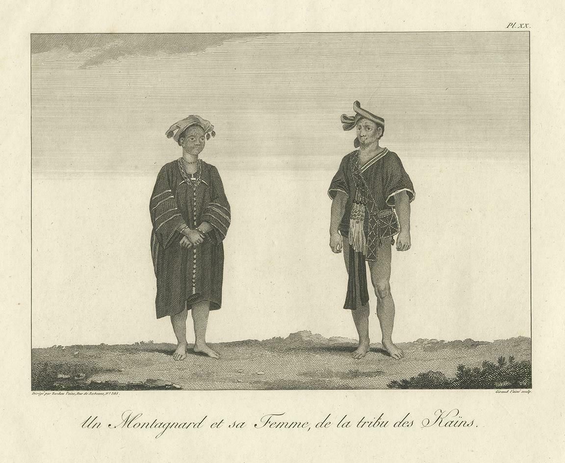Antique Print Of A Montagnard And His Wife By Symes, 1800 photo for sale