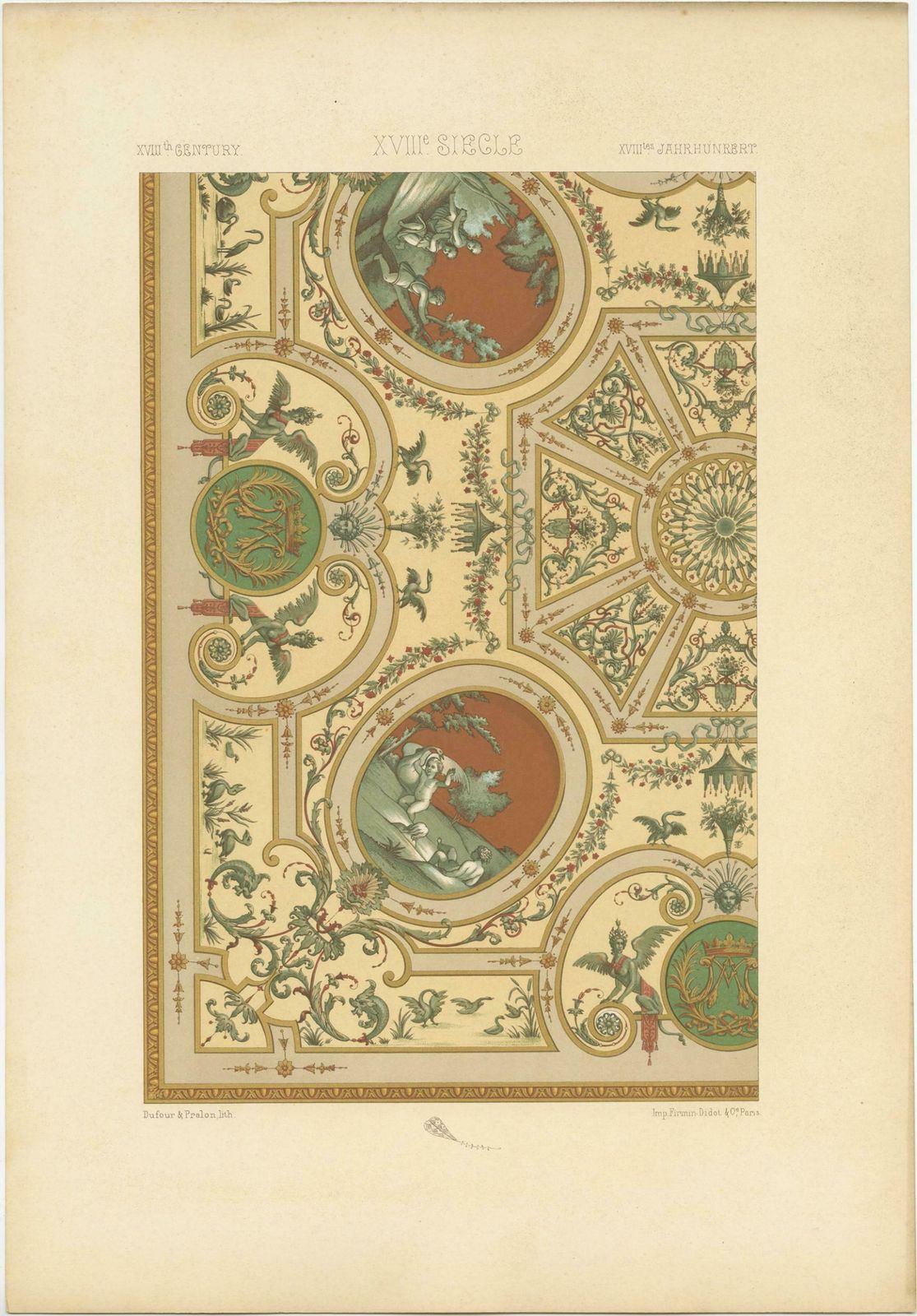 Pl. 90 Antique Print Of Xviiith Century Ornaments By Racinet (C.1890) photo furniture
