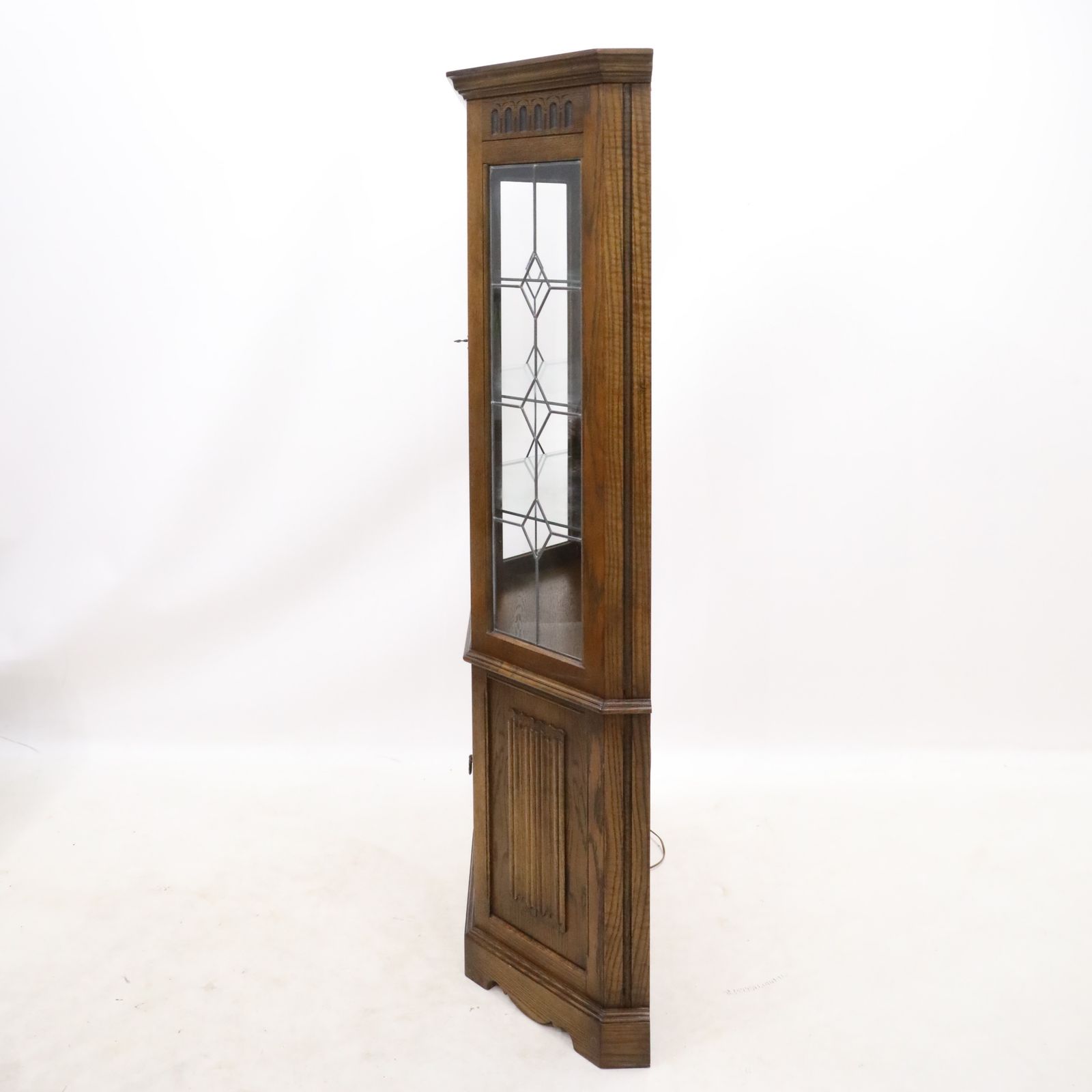 Old Charm Display Cabinet Light Oak Leadlight Free* Uk Delivery photo 1127.0