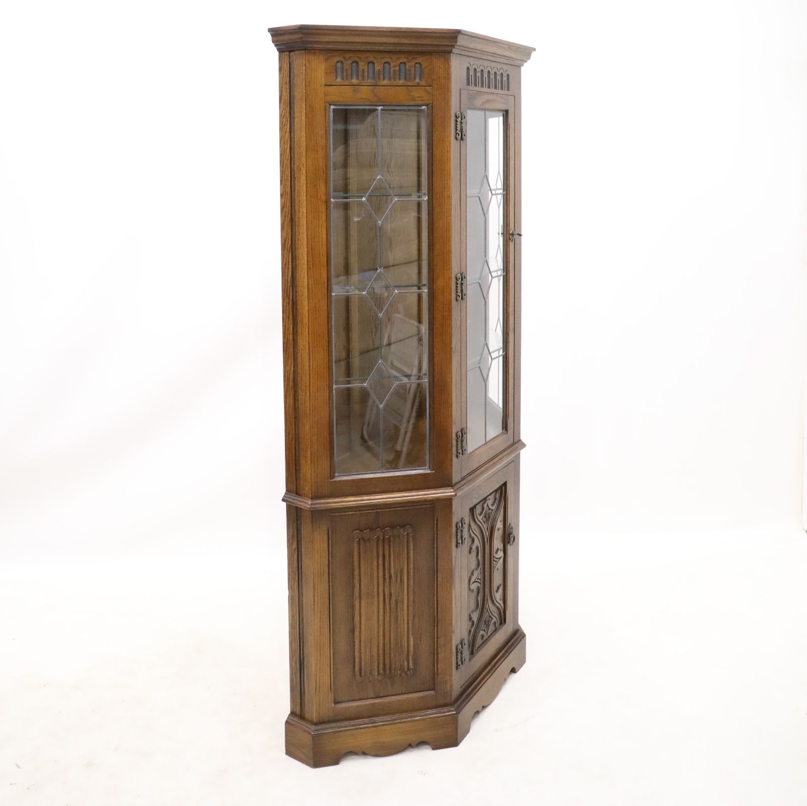 Old Charm Display Cabinet Light Oak Leadlight Free* Uk Delivery photo buy