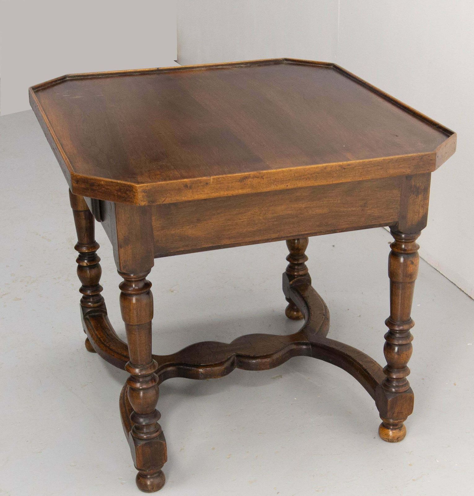 Furniture Antique French Walnut Coffee Table End Table With Drawer Circa 1940 photo