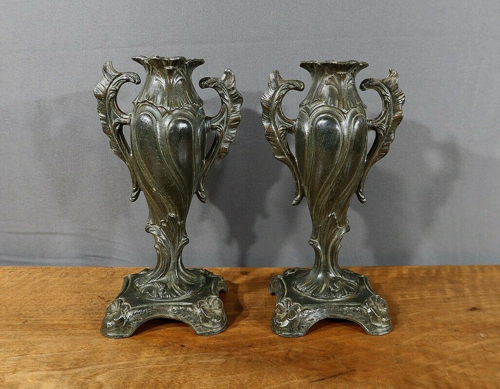 Pair Of Soliflores In Regulates, Art Nouveau   Late 19th Century